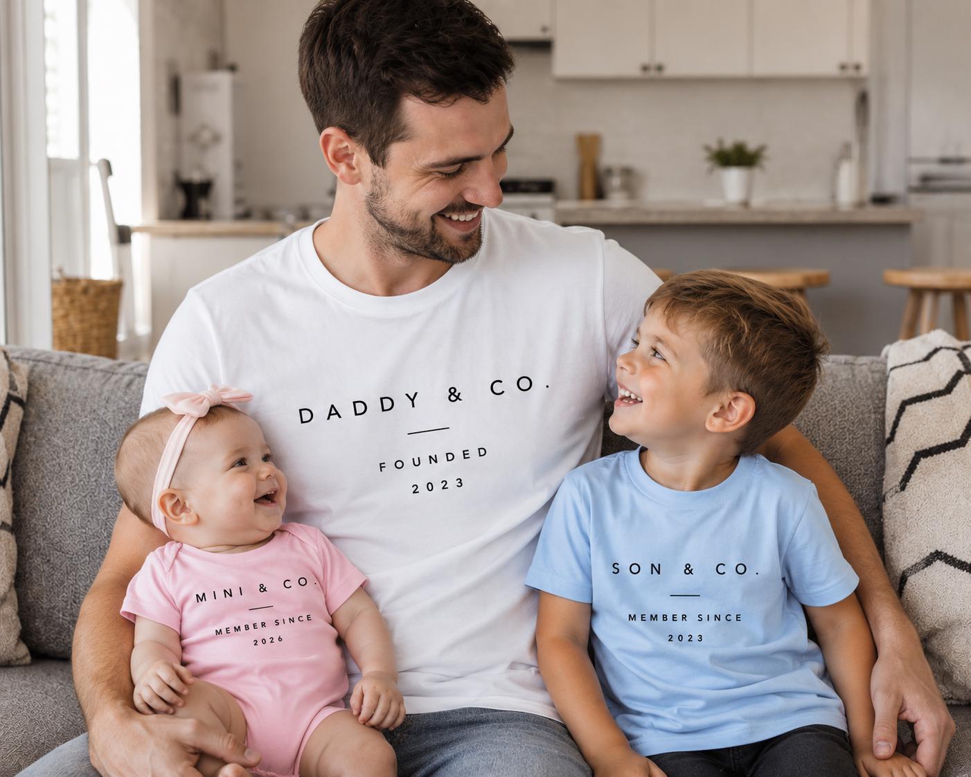 Personalised Dad & Co Family Shirts, Matching Father Son Outfits, Custom Year T-Shirts