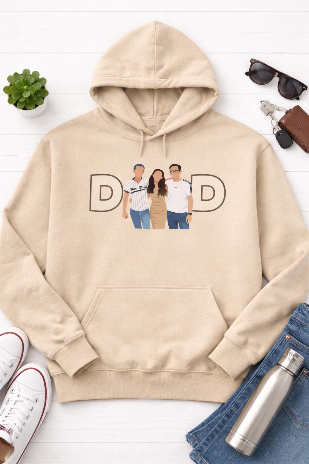 Custom Dad Portrait Sweatshirt, Personalized Father's Day Gift
