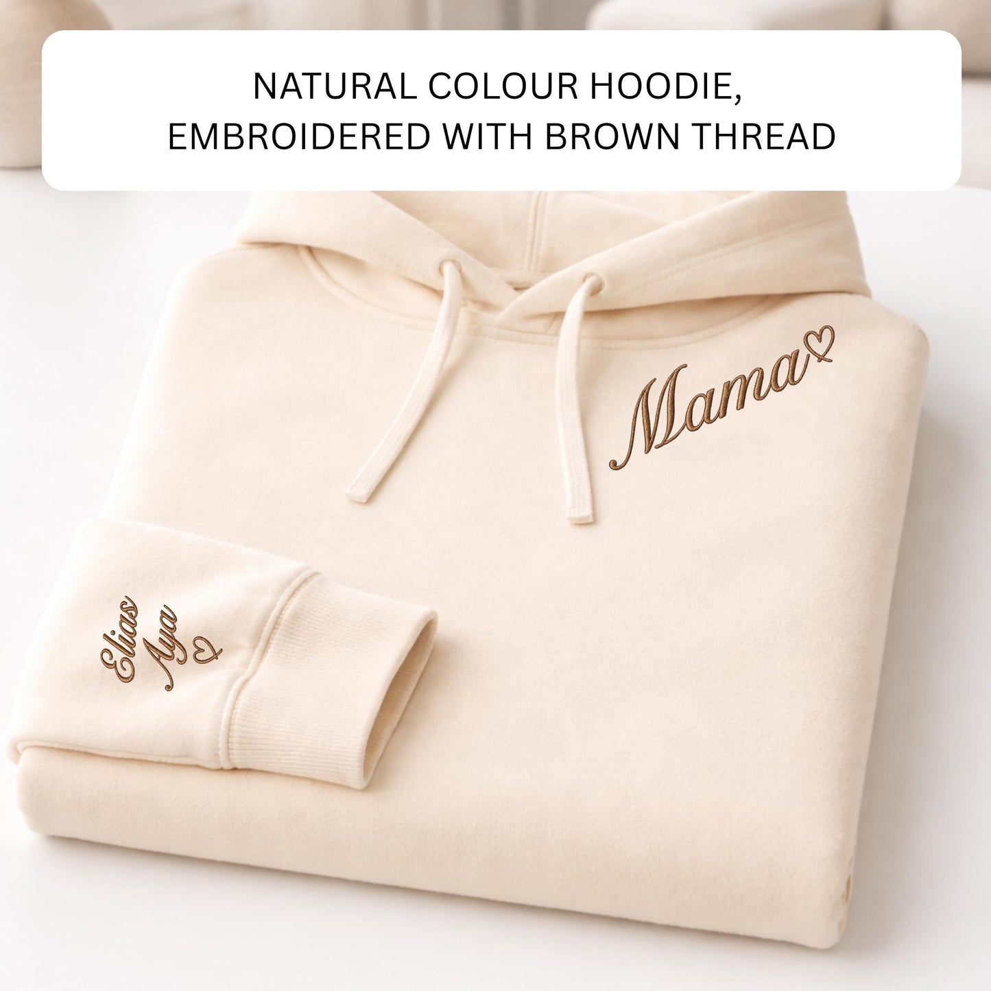 Embroidered Mama Hoodie, Custom Kids Names on Sleeve, Mother's Day Gift