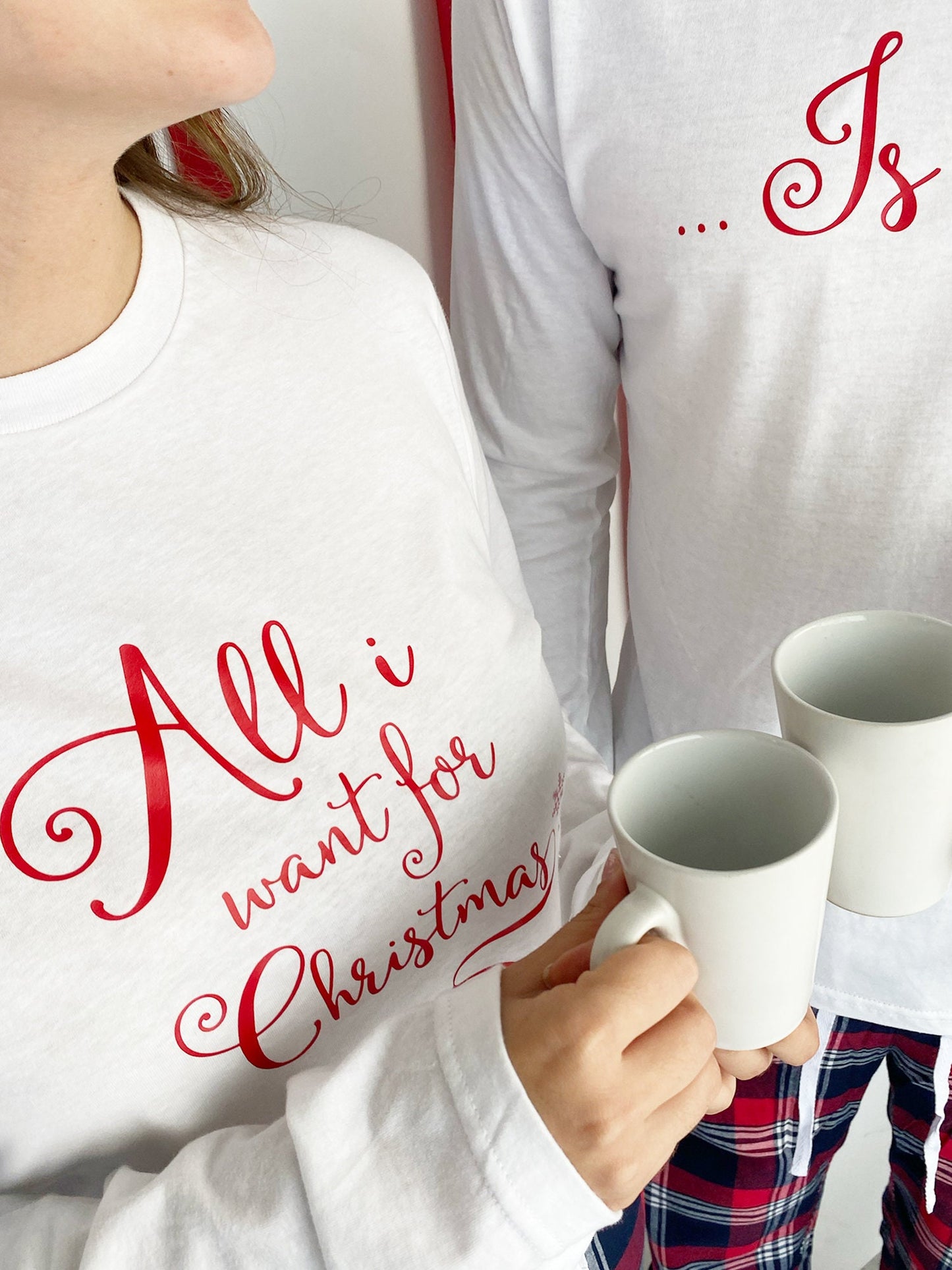 Personalized Christmas Couples Pyjamas: Flannel Tartan Matching Set