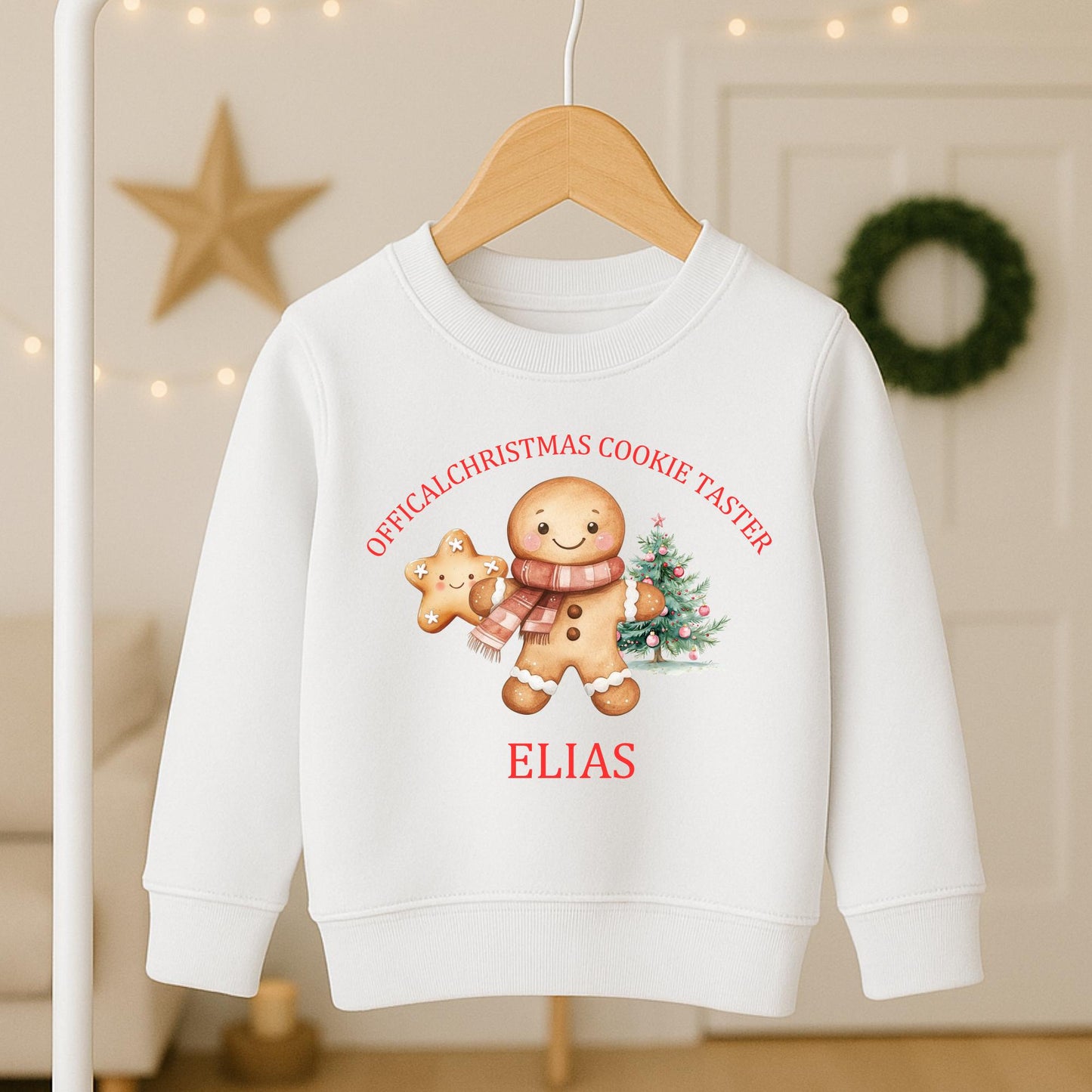 Personalized Christmas Cookie Taster Toddler Sweatshirt, Custom Name Holiday Shirt