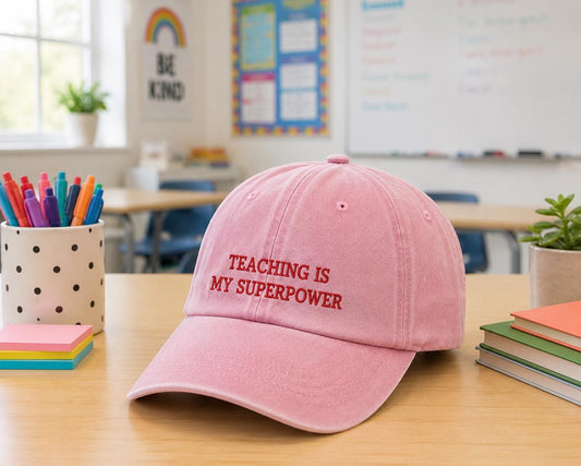Personalised Teacher Baseball Cap, Custom Name Embroidered Hat, Teacher Appreciation Gift