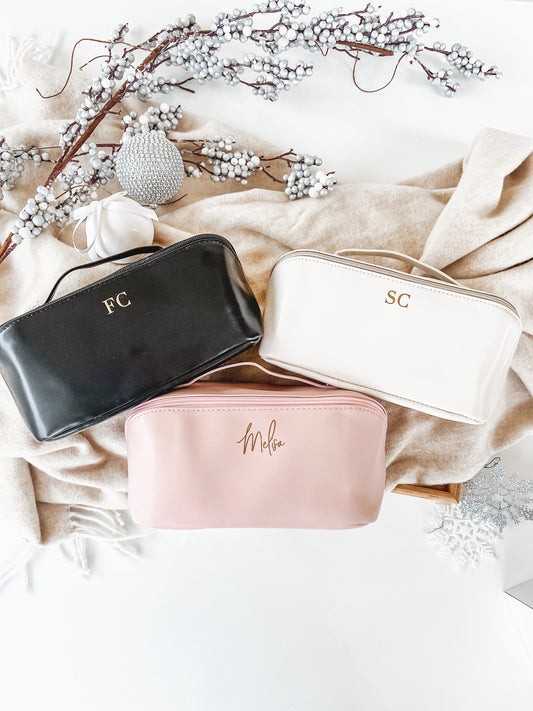 Personalized Christmas Cosmetic Bag: Travel Toiletry Case, Custom Name Gift