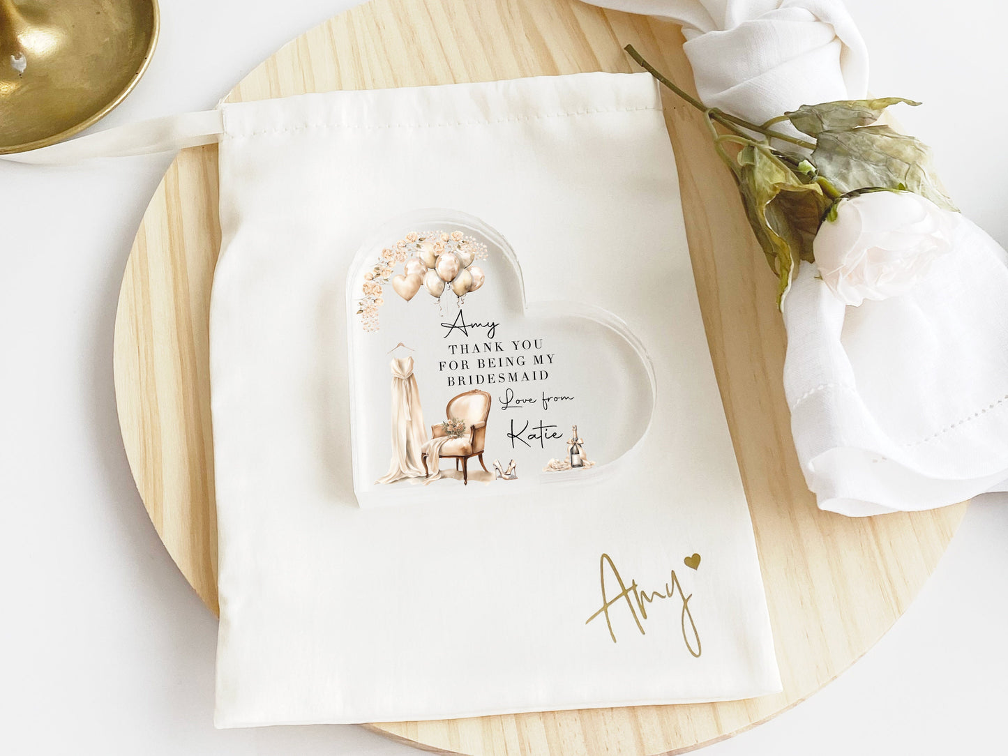 Personalized Bridesmaid Thank You Gift: Wedding Keepsake Block