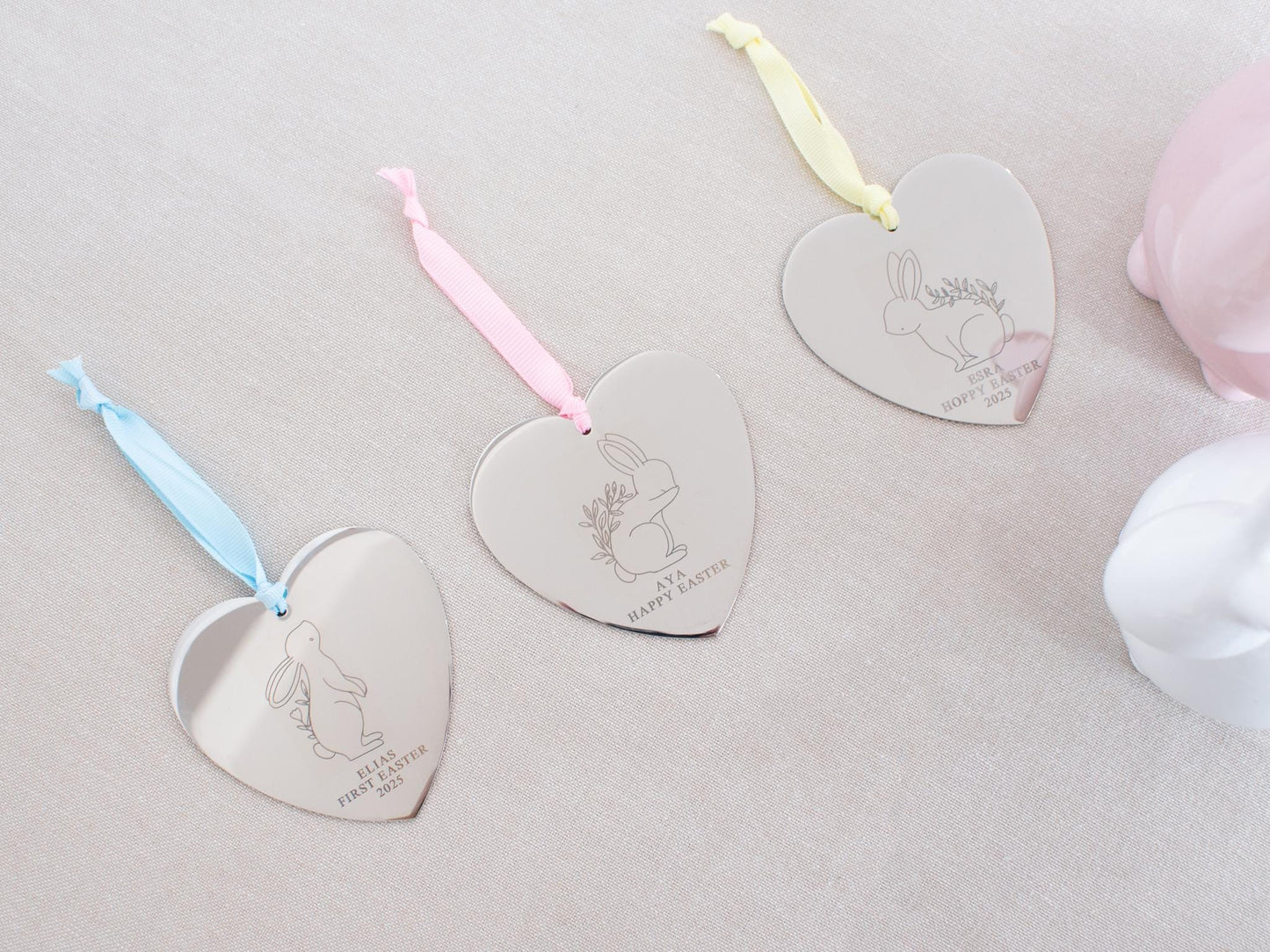 Personalized Easter Basket Tag: Engraved Metal Bunny Name Tag