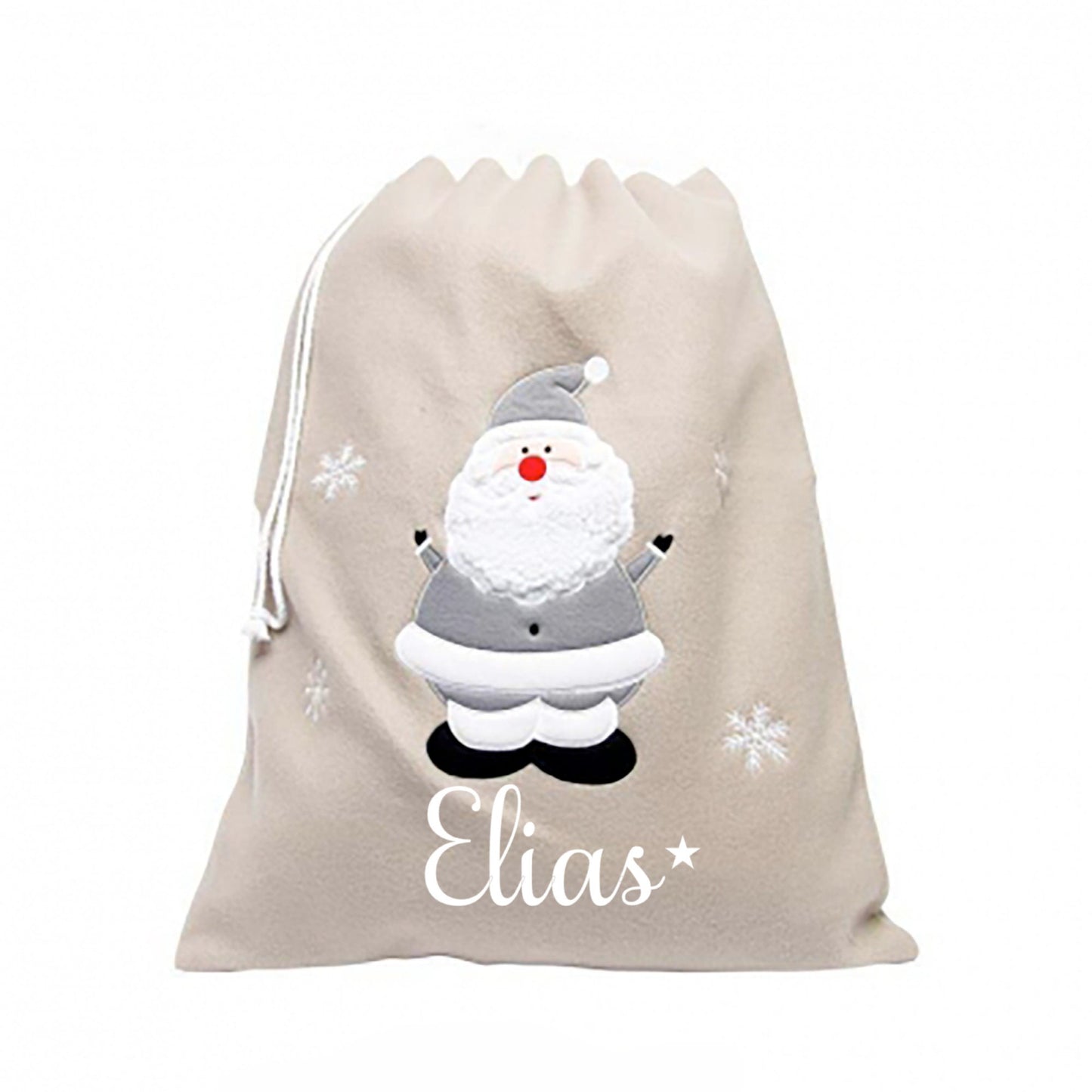 Personalized Plush Santa Christmas Sack: Deluxe Felt Stocking