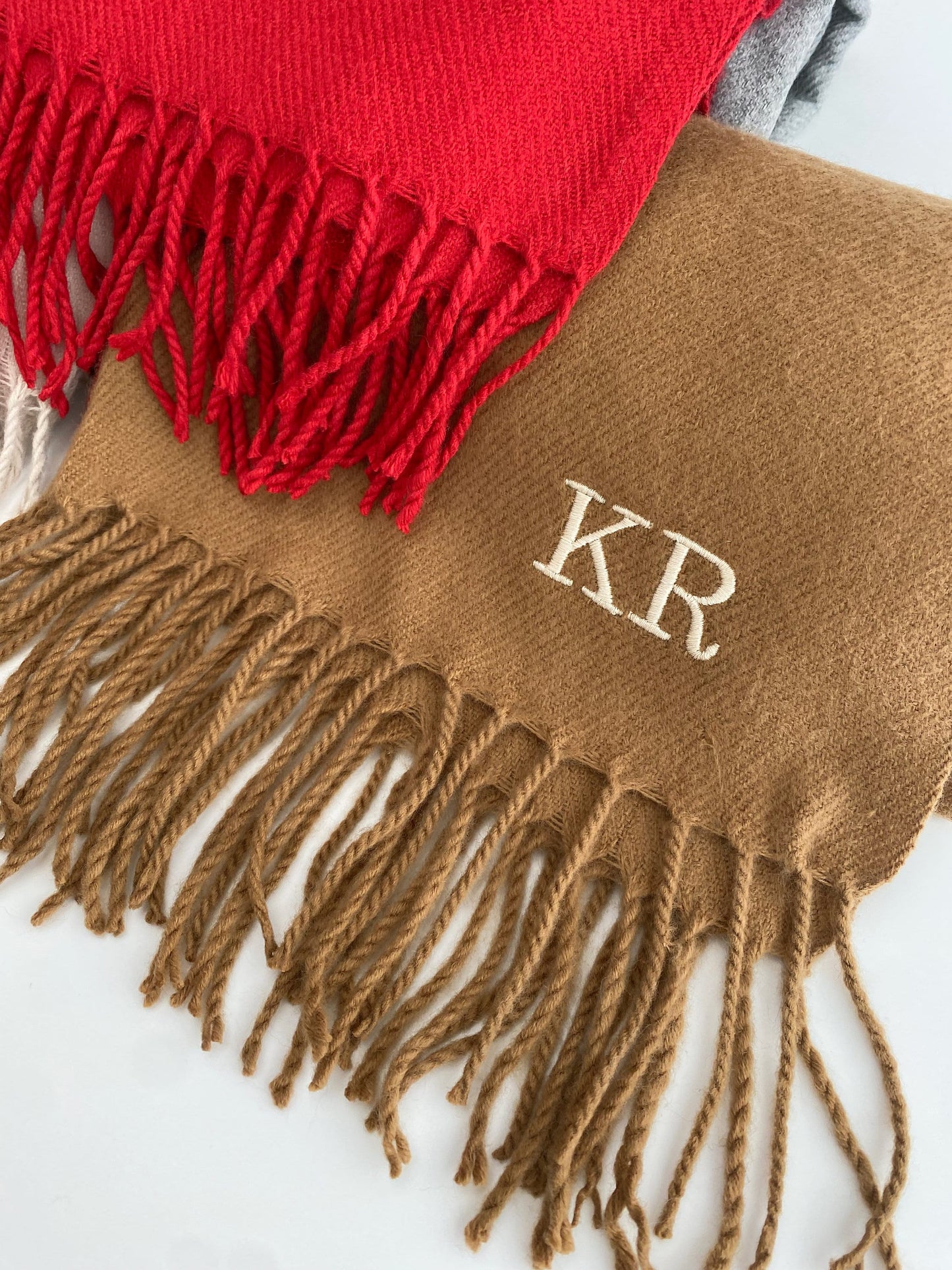 Personalized Woven Scarf - Monogrammed Initial Scarf, Tassel Trim
