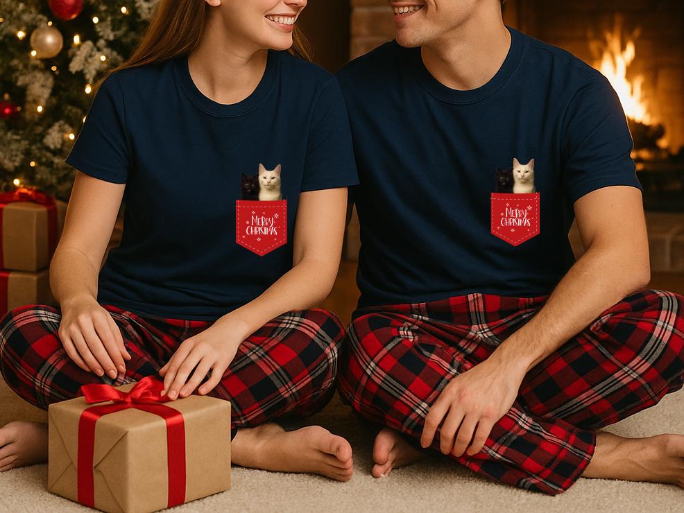 Custom Pet Photo Christmas Pajamas | Tartan Flannel Bottoms