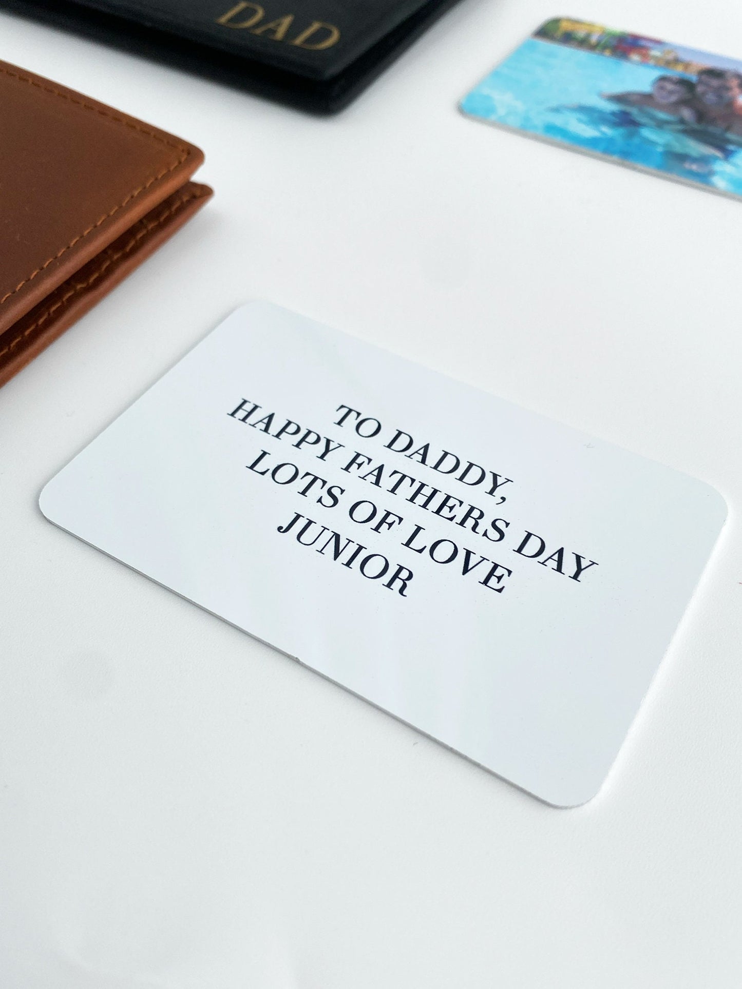 Engraved Faux Leather Wallet Set: Personalized Photo Card & Keyring