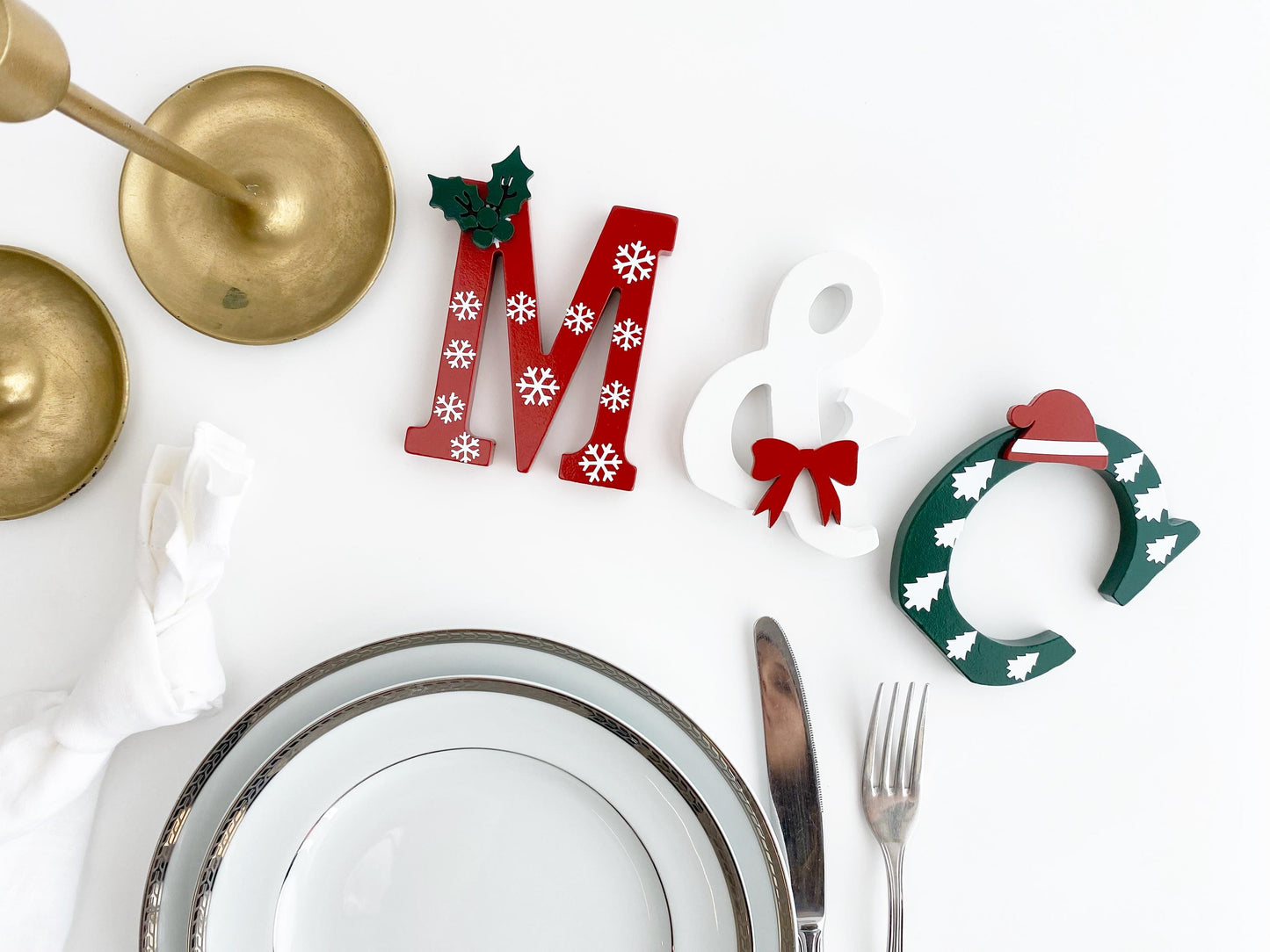 Personalized Christmas Wooden Name Letters: Holiday Table Decor
