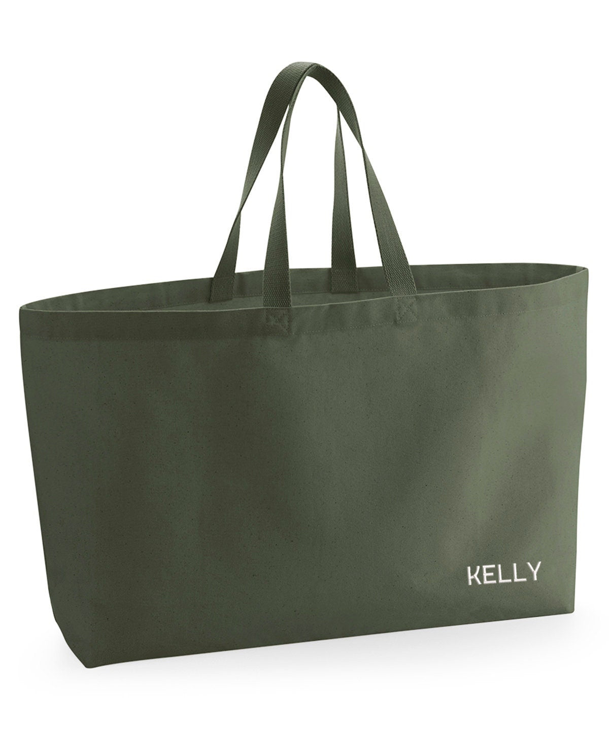 Embroidered Initial Tote Bag: Oversized Organic Cotton Canvas Beach Shopper