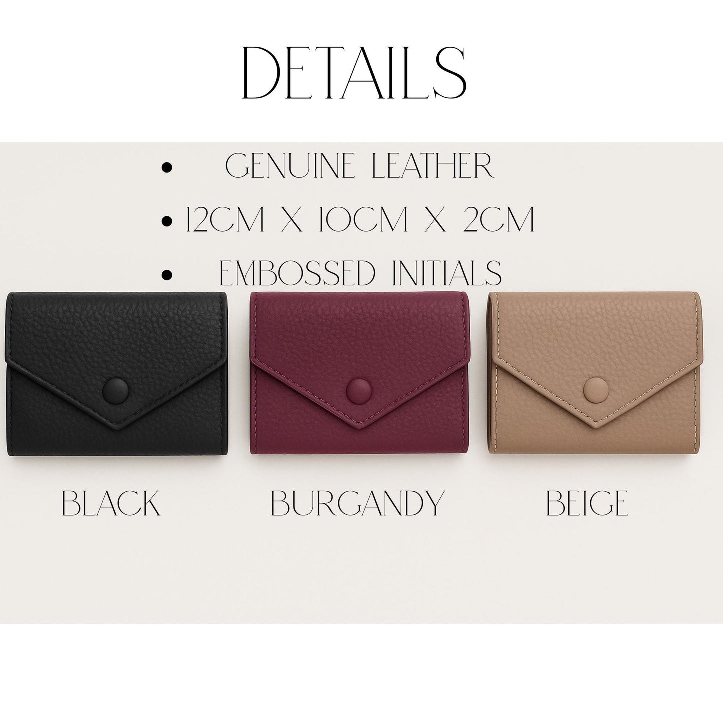 Monogram Leather Envelope Purse - Personalized Mothers Day Gift