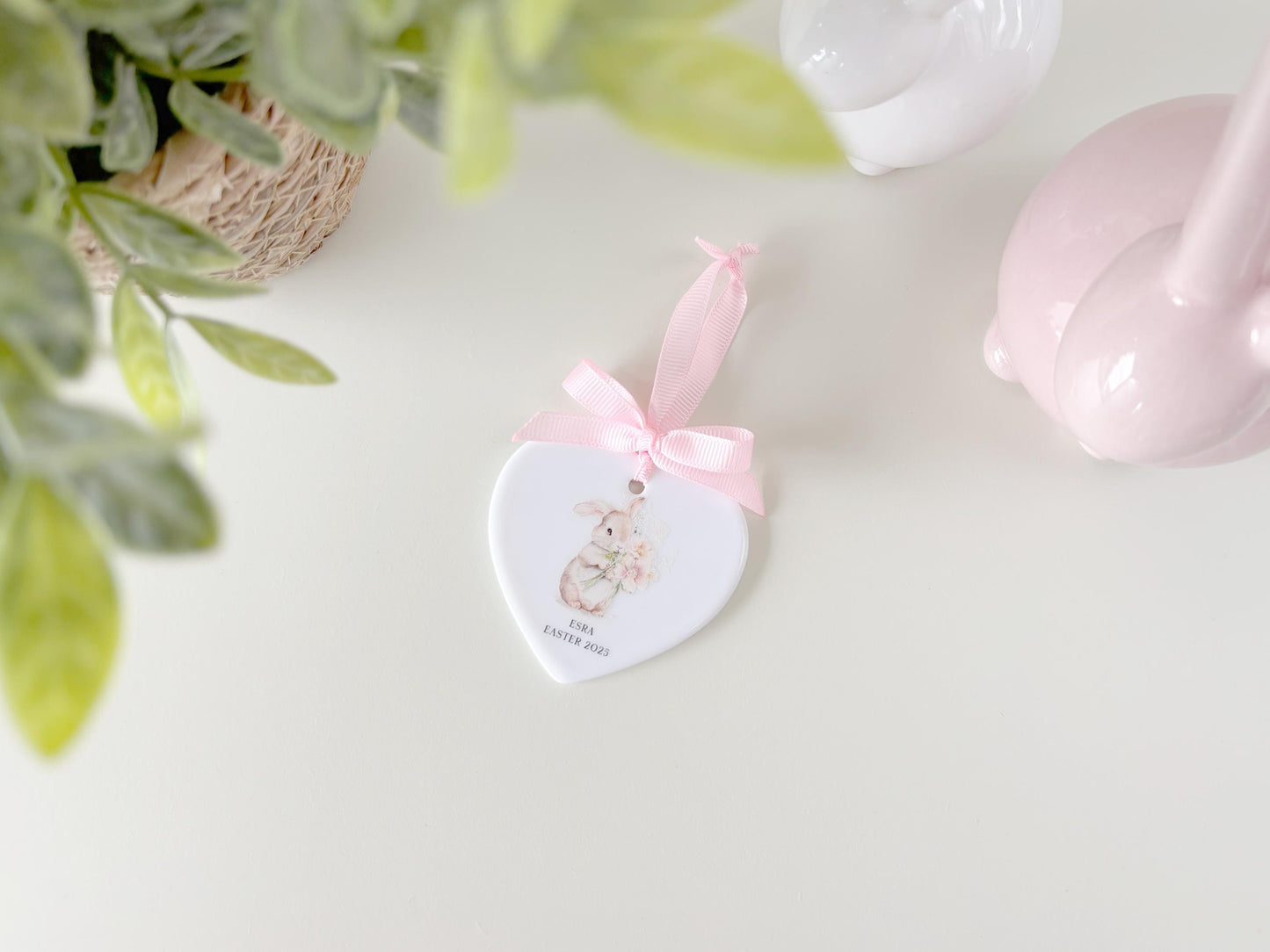 Personalized Ceramic Heart Easter Ornament: First Easter Gift