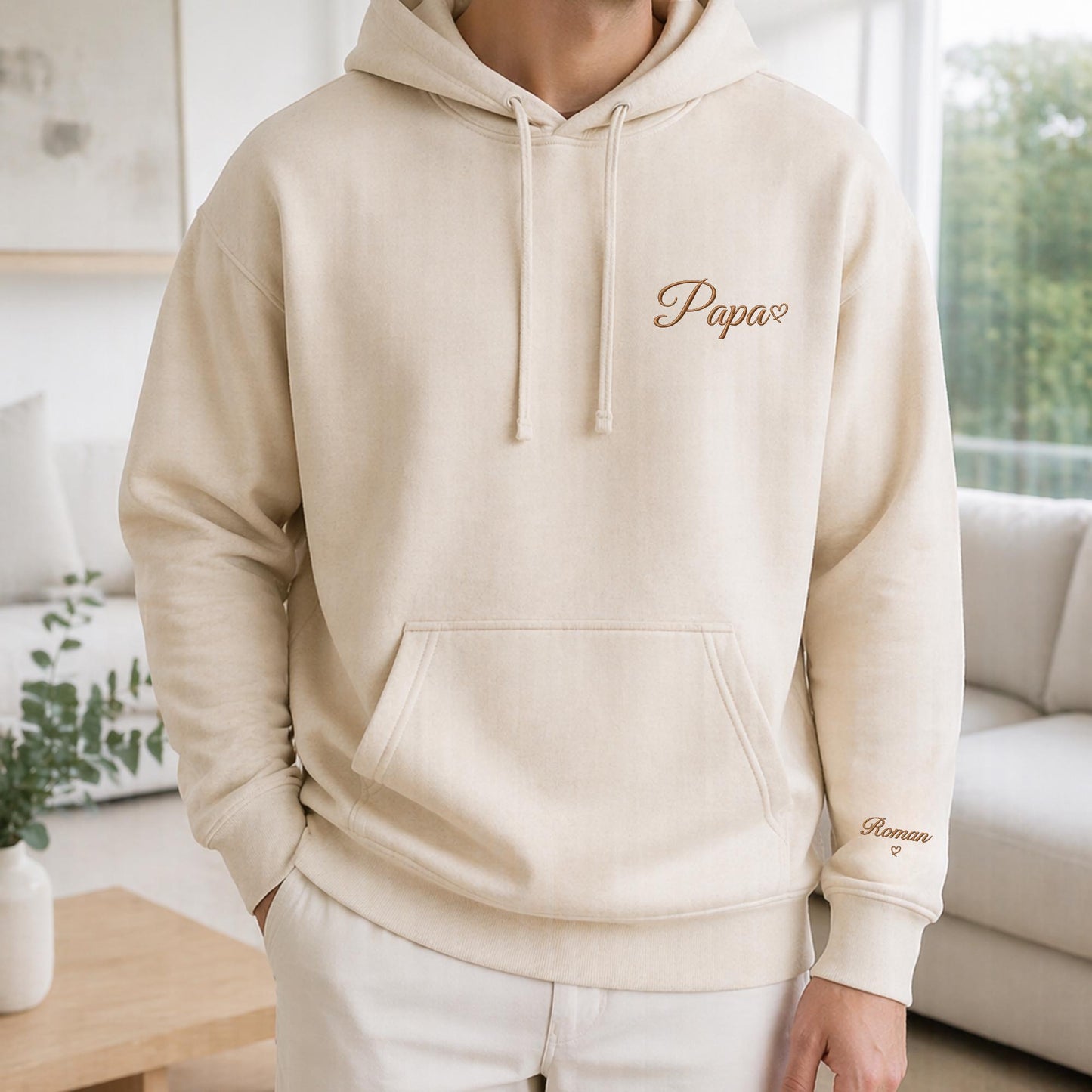 Embroidered Personalised Papa Sweatshirt, Fatherr's Day Gift, New Dad Gift, Wear my heart on sleeve, Custom Kids Names cuff Sweater