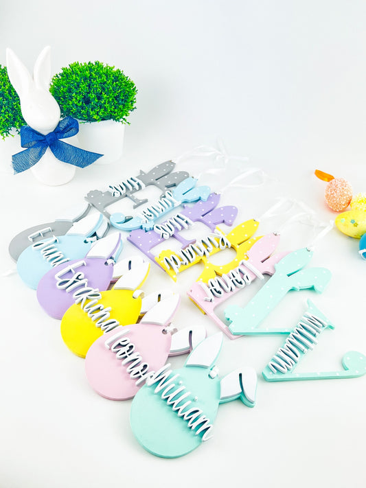 Personalized Wooden Easter Bunny Gift Tag: Easter Basket Decor