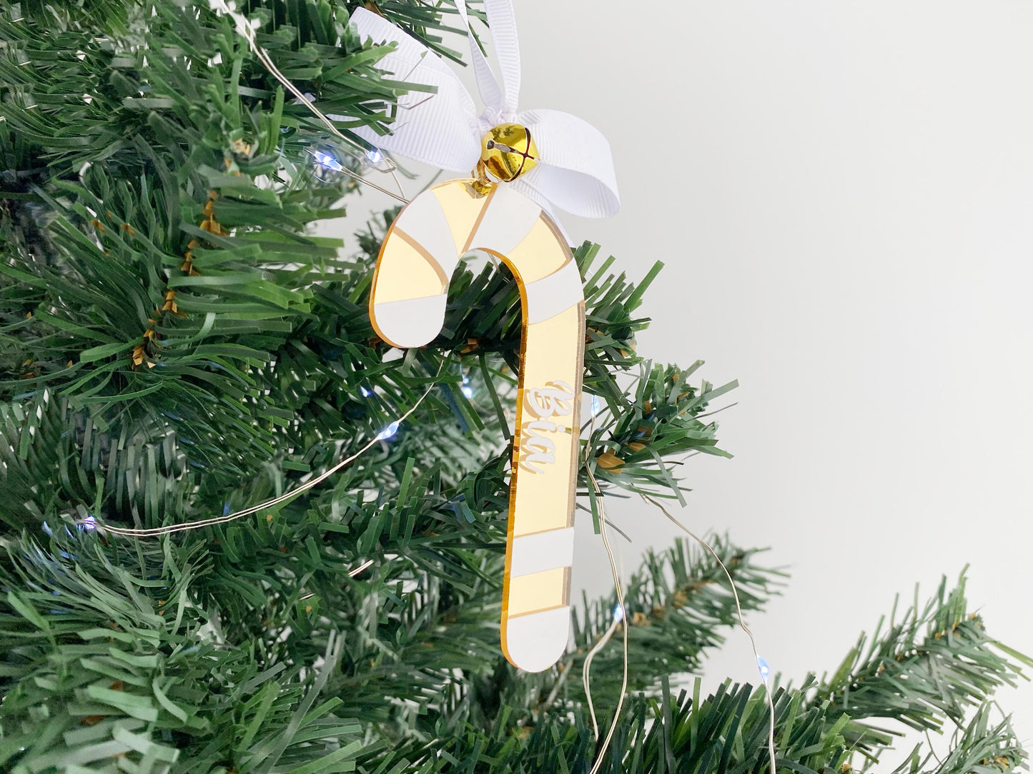 Personalized Candy Cane Christmas Ornament: Striped Acrylic Bauble