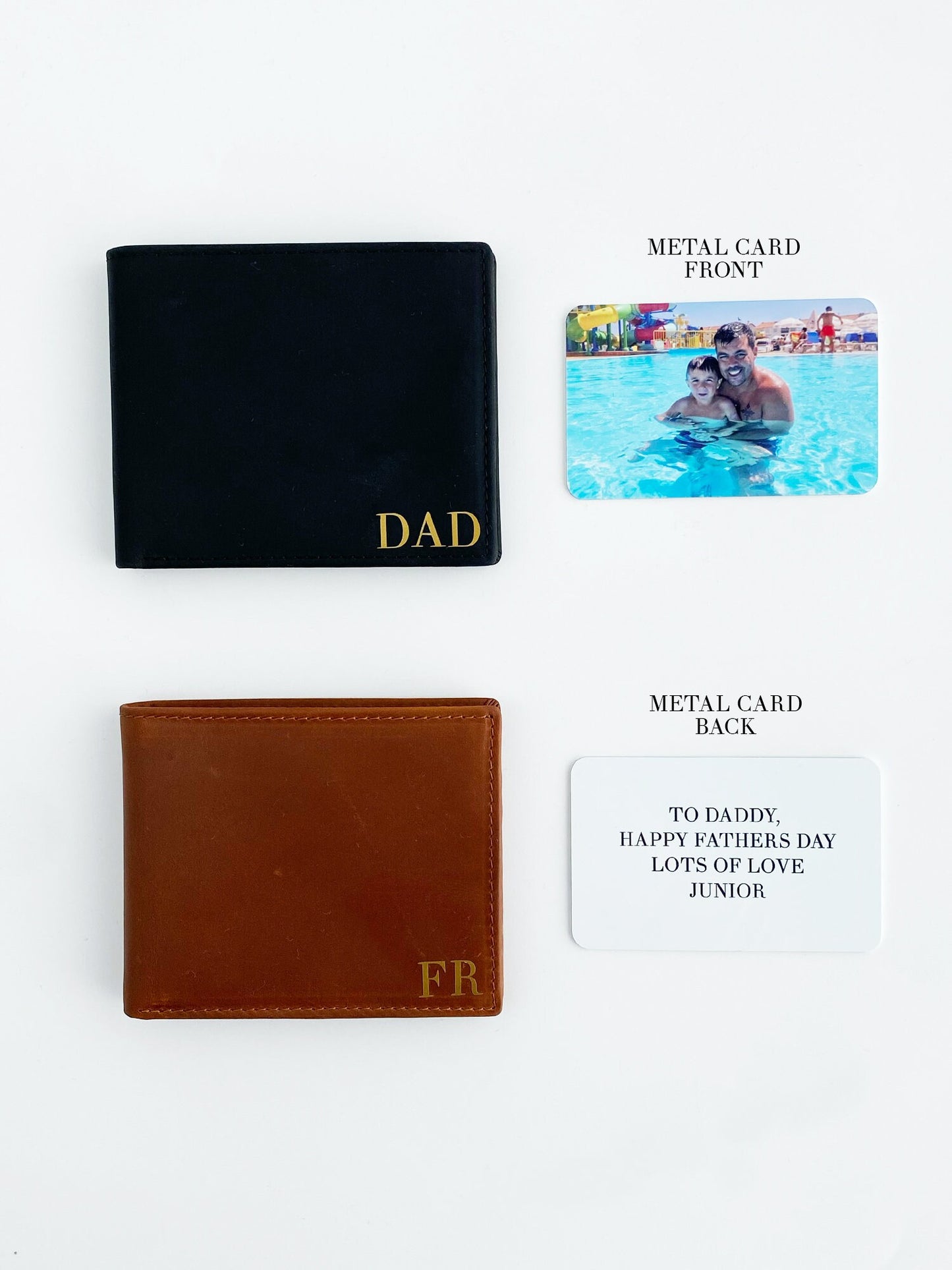 Engraved Faux Leather Wallet Set: Personalized Photo Card & Keyring