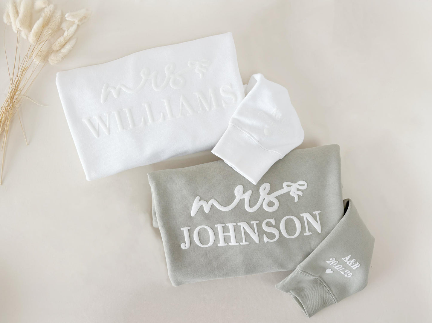 Custom Mrs. Embossed Sweatshirt: Bridal Shower Gift