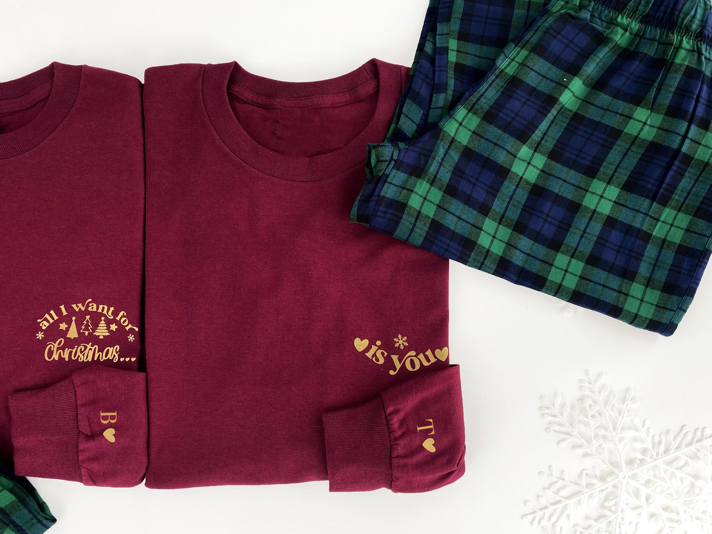 Couples Christmas Pyjamas: Matching Long Sleeve Tartan Set