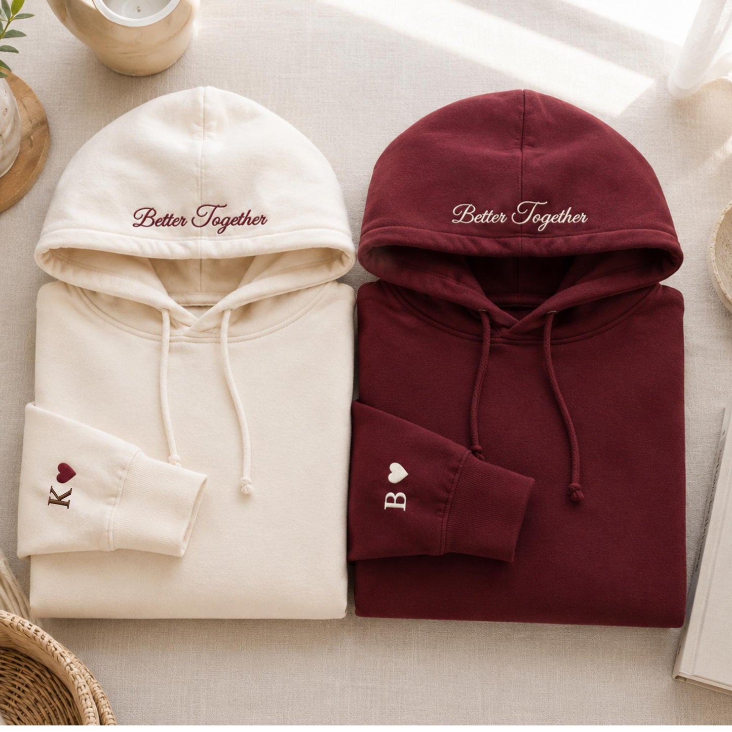Custom Embroidered Initial Heart sleeve sweater, tshirt,  jumper, Personalized Valentines Sweatshirt, Embroidered Couples Outfit