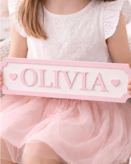 Nursery Name Sign, Childs room plaque plate, Custom Kids wooden Room Decor