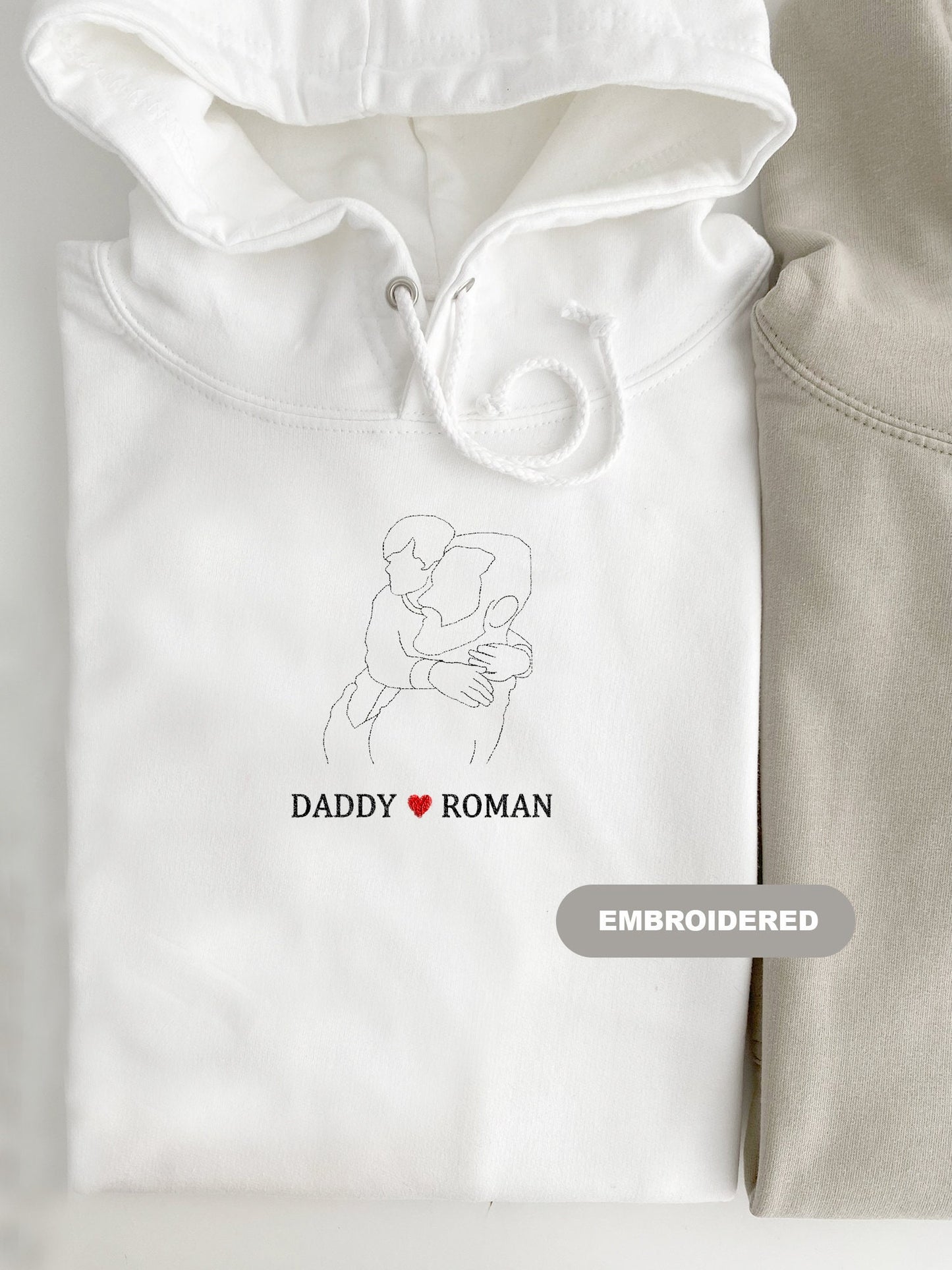 Embroidered Photo Outline Hoodie, Personalized Gift