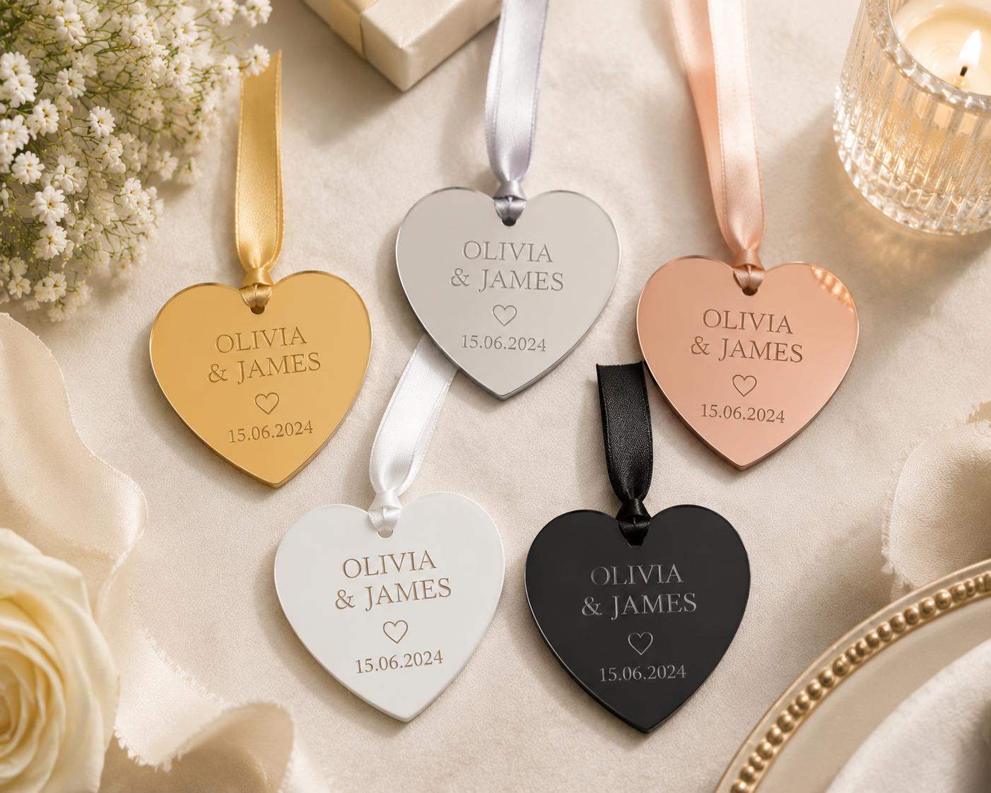 Personalised Wedding Money Envelope | Cash Wallet, Engraved Heart, Ribbon Detail