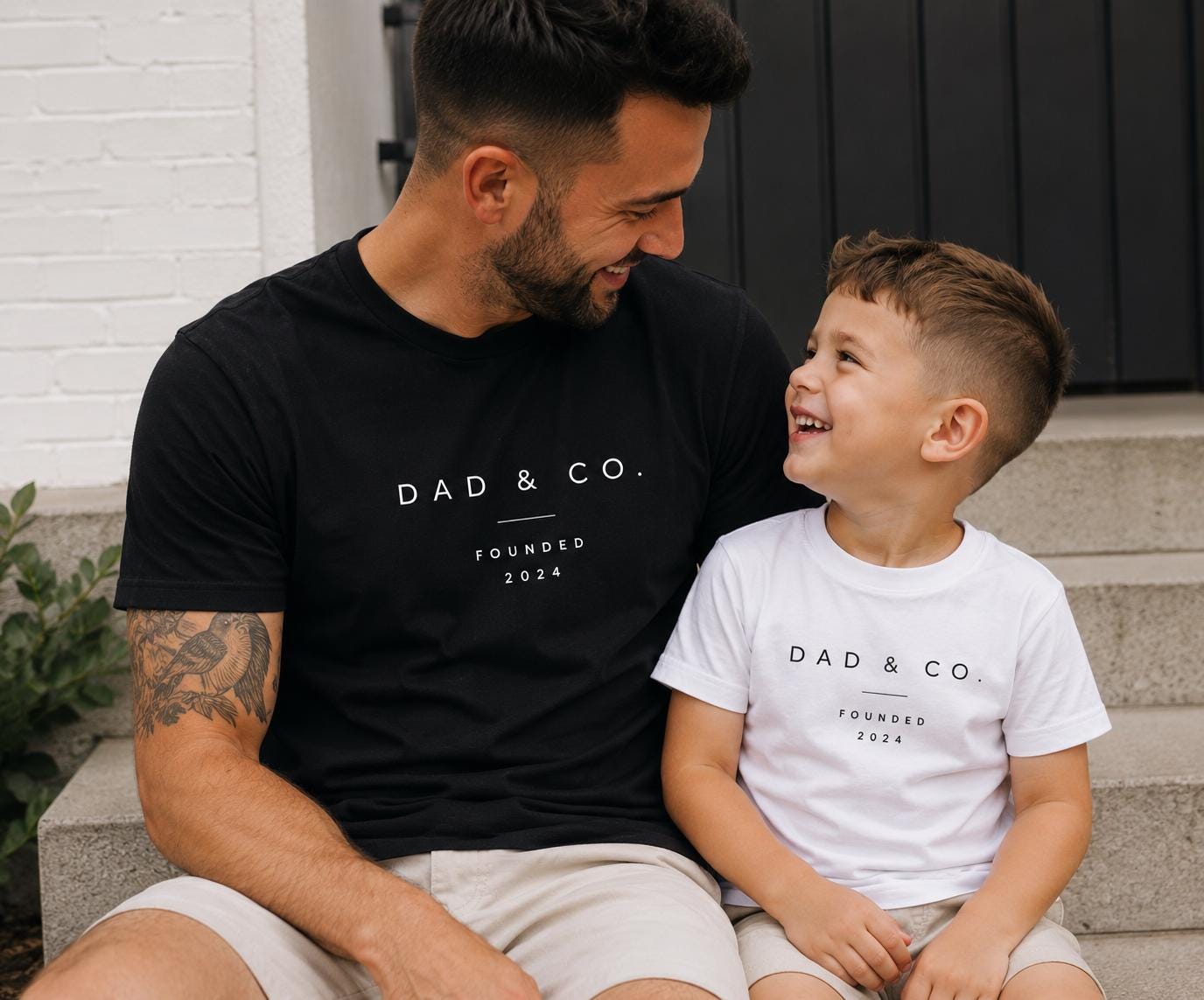Personalised Dad & Co Family Shirts, Matching Father Son Outfits, Custom Year T-Shirts