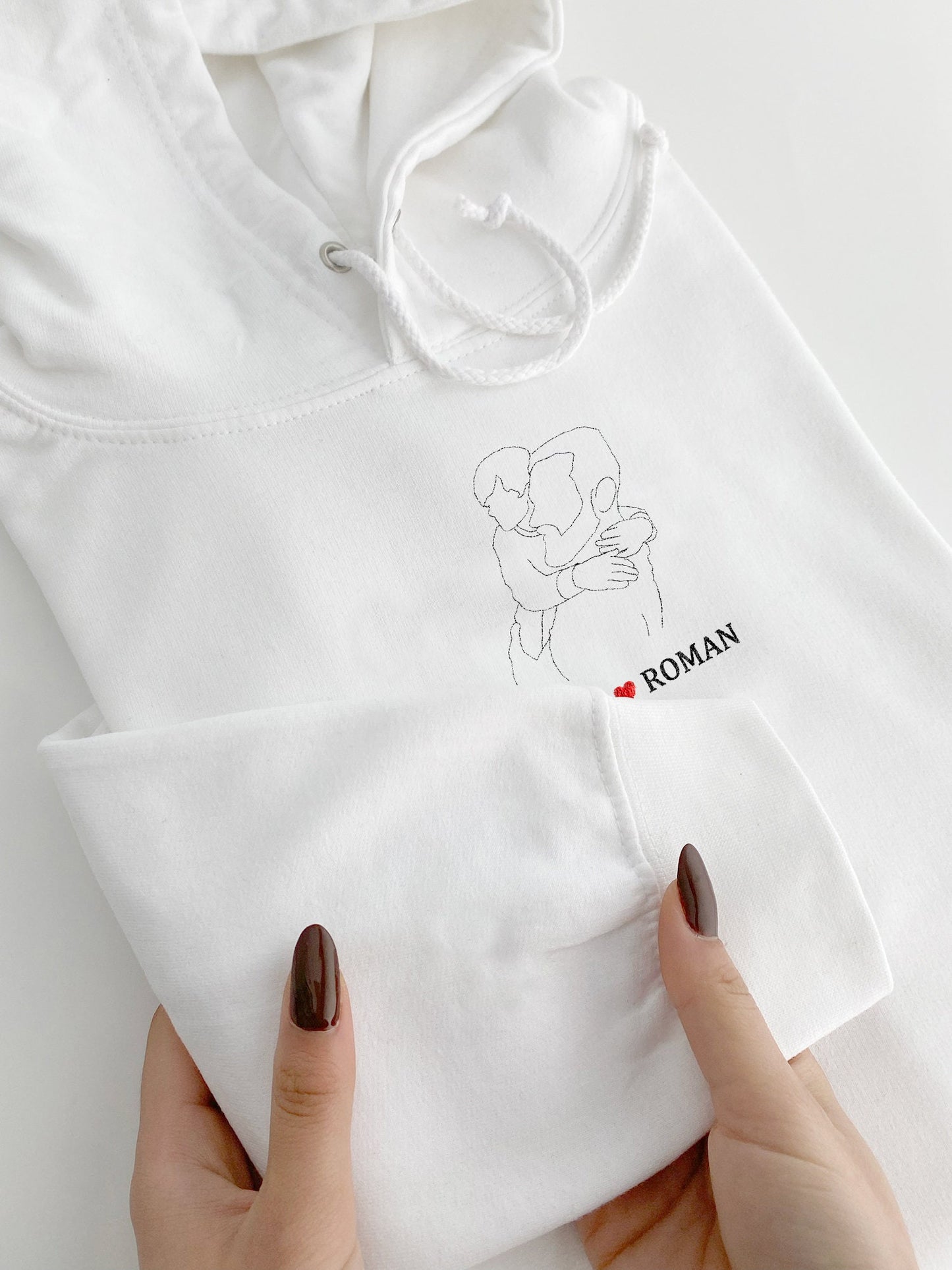 Embroidered Photo Outline Hoodie, Personalized Gift