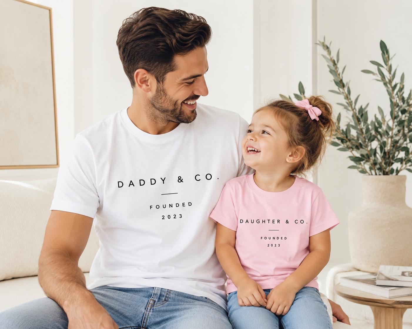 Daddy Daughter Matching Shirts, Custom Family Outfit, Minimalist Design