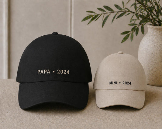 Matching Dad Kids Hats Personalised Embroidered Cap Fathers Day Gift Papa Mini