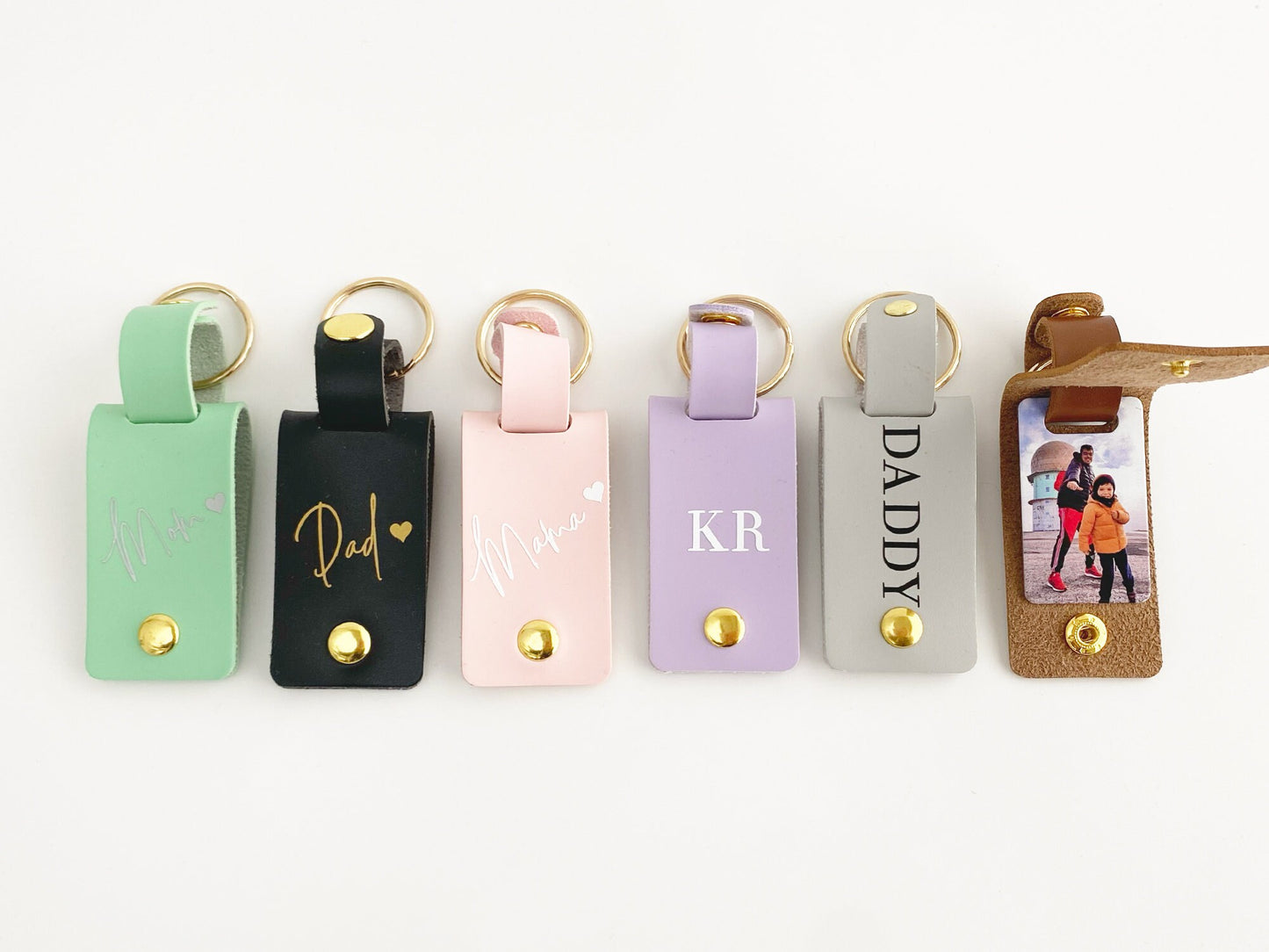 Personalized Photo Faux Leather Keyring: Custom Bag Charm Gift