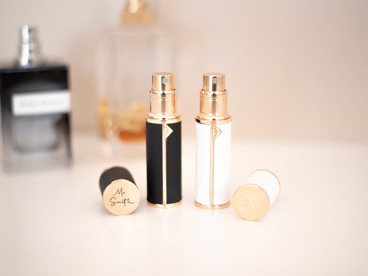 Personalized Travel Perfume Atomizer: Mr & Mrs Honeymoon Gift Set