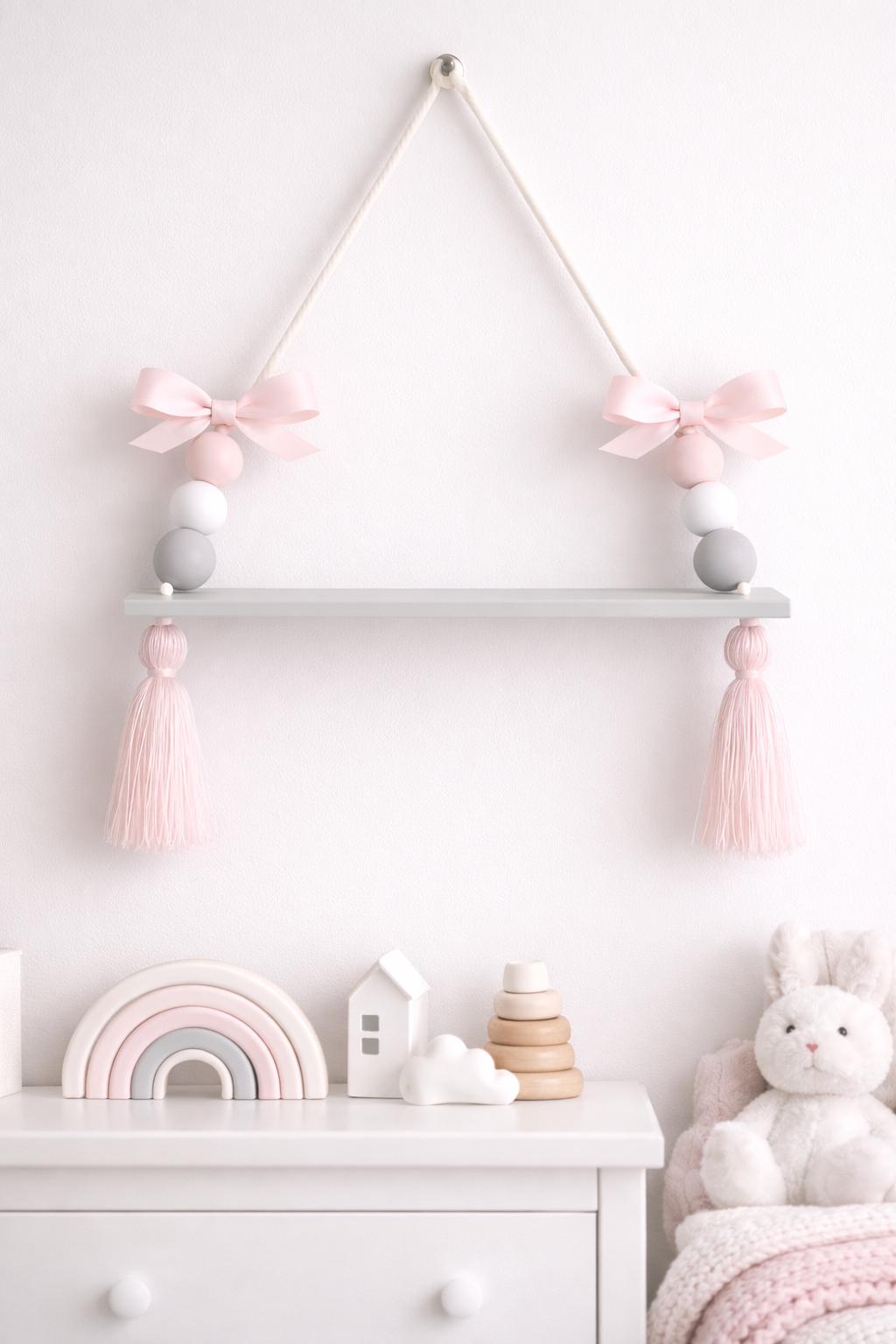 Hanging Tassel Shelf: Nordic Style Floating Shelf, Nursery Decor (40x15cm)