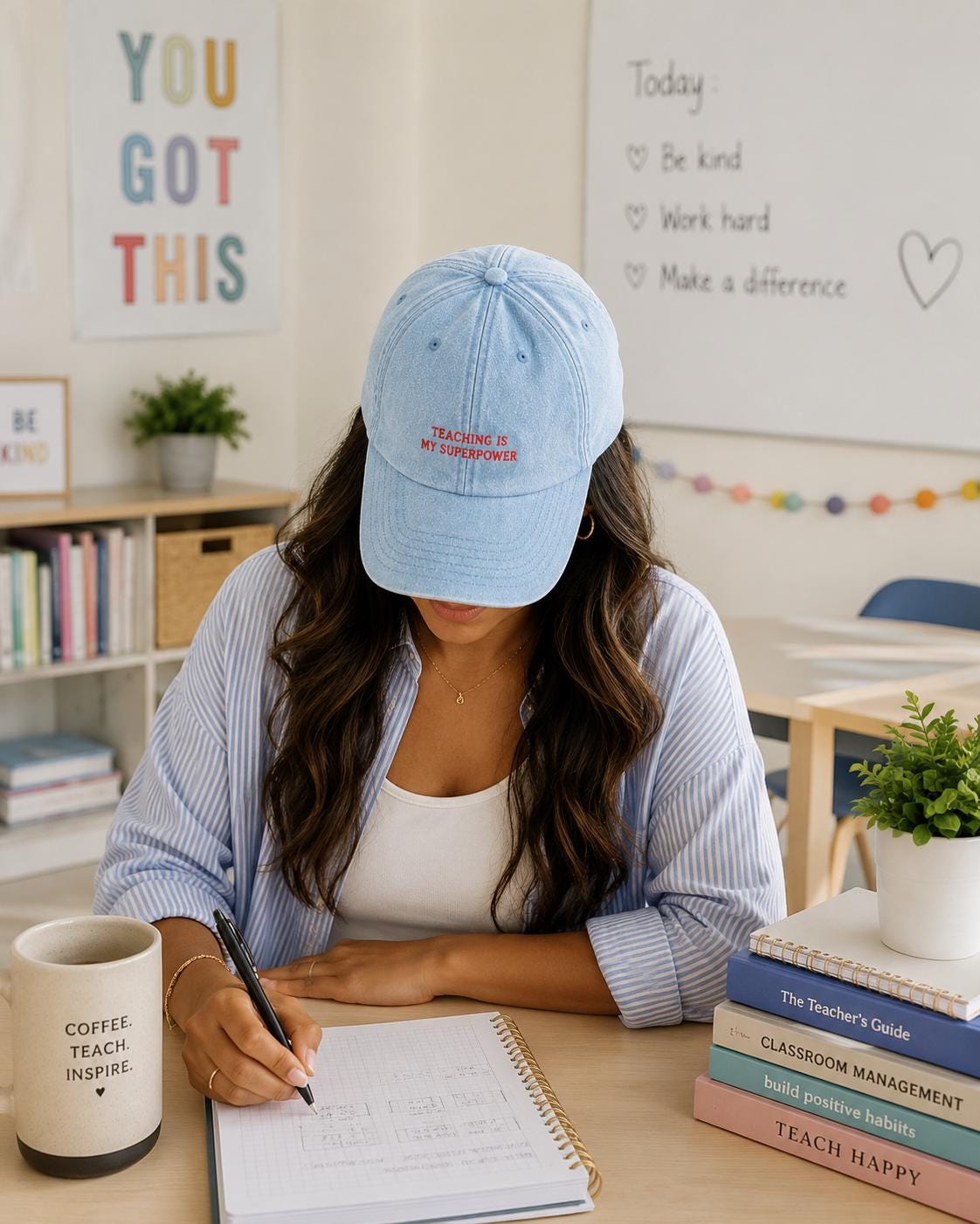 Personalised Teacher Baseball Cap, Custom Name Embroidered Hat, Teacher Appreciation Gift