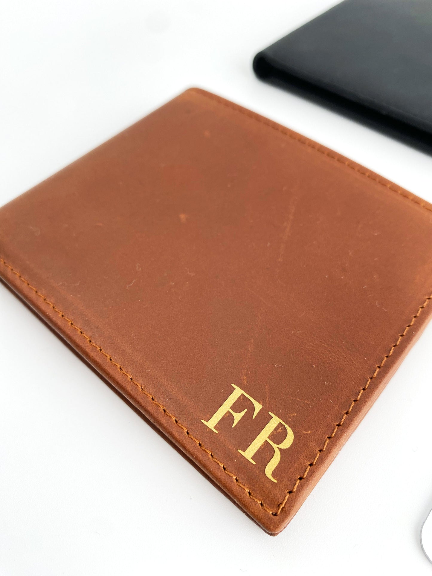Engraved Faux Leather Wallet Set: Personalized Photo Card & Keyring