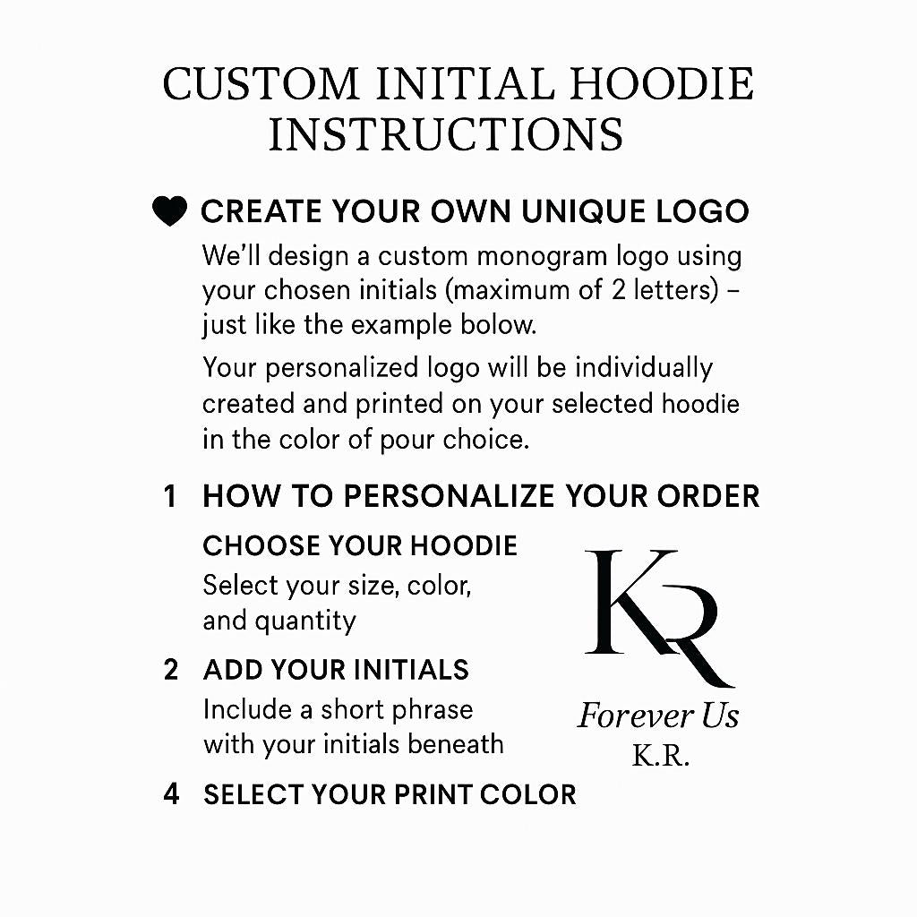 Custom Couple Hoodie: Joint Initials Monogram, Anniversary Gift