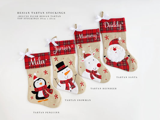 Personalized Plush Christmas Stocking: Santa, Reindeer, Snowman