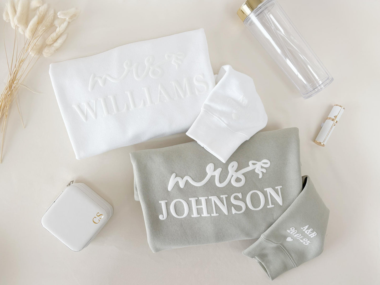 Custom Mrs. Embossed Sweatshirt: Bridal Shower Gift