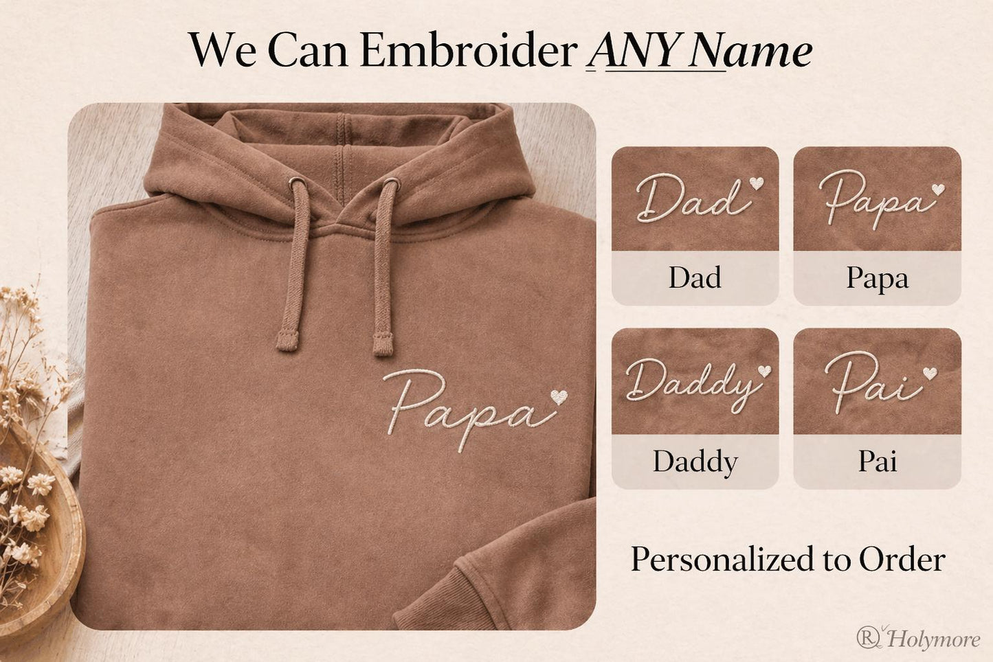 custom Embroidered Daddy Father Dad Sweatshirt hoodie , Father's Day Gift, New Dad Gift, Custom Kids Names on Sleeve