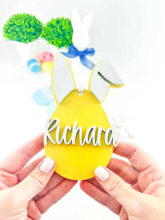 Personalized Wooden Easter Bunny Tag: Easter Basket Decor