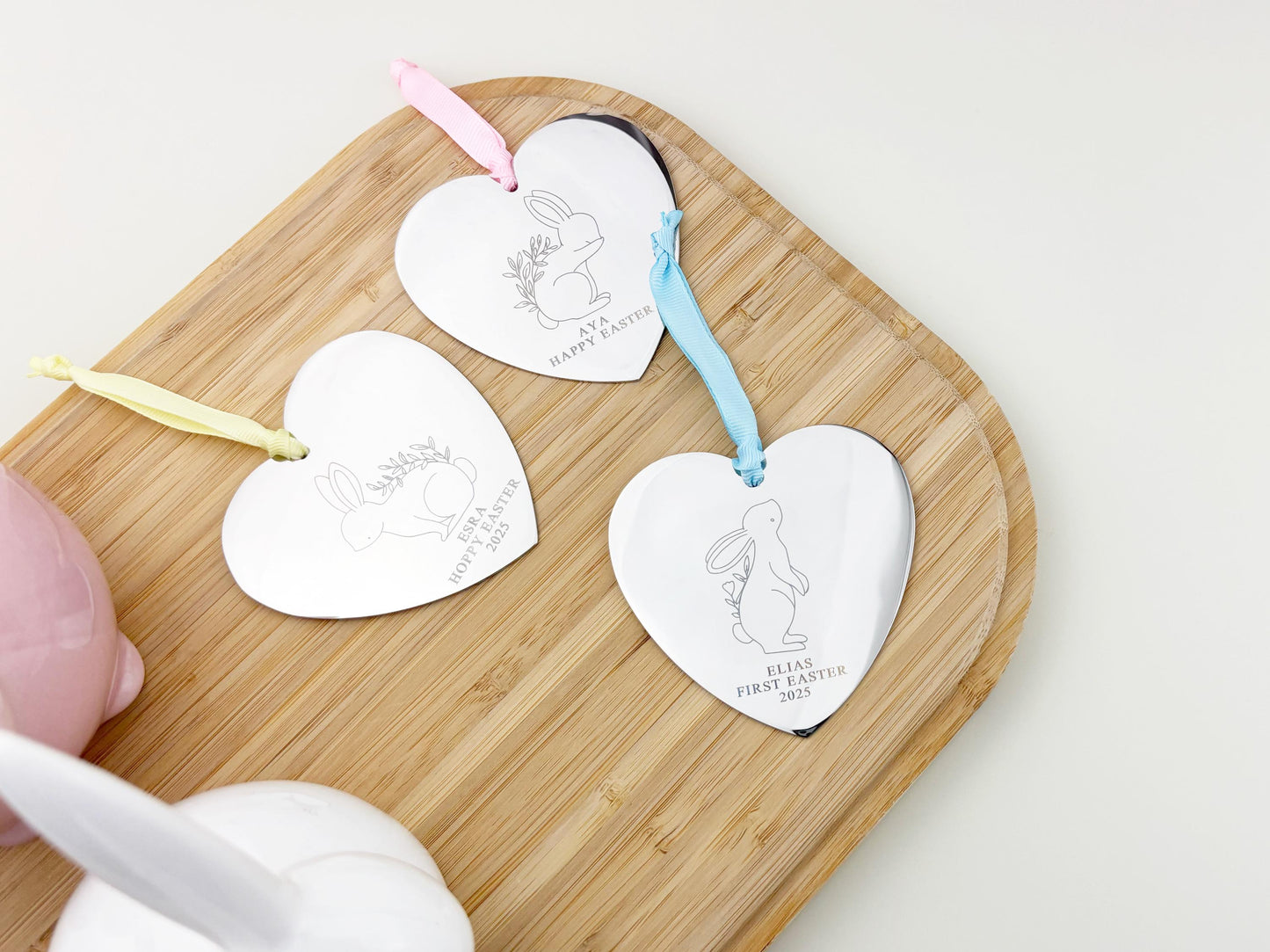 Personalized Easter Basket Tag: Engraved Metal Bunny Name Tag