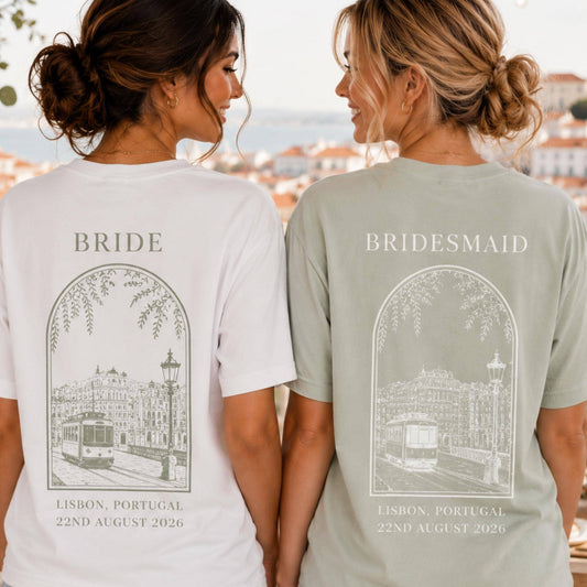 Personalized Destination Wedding T-Shirts, Custom Bridal Party Shirts, Unique Location Design