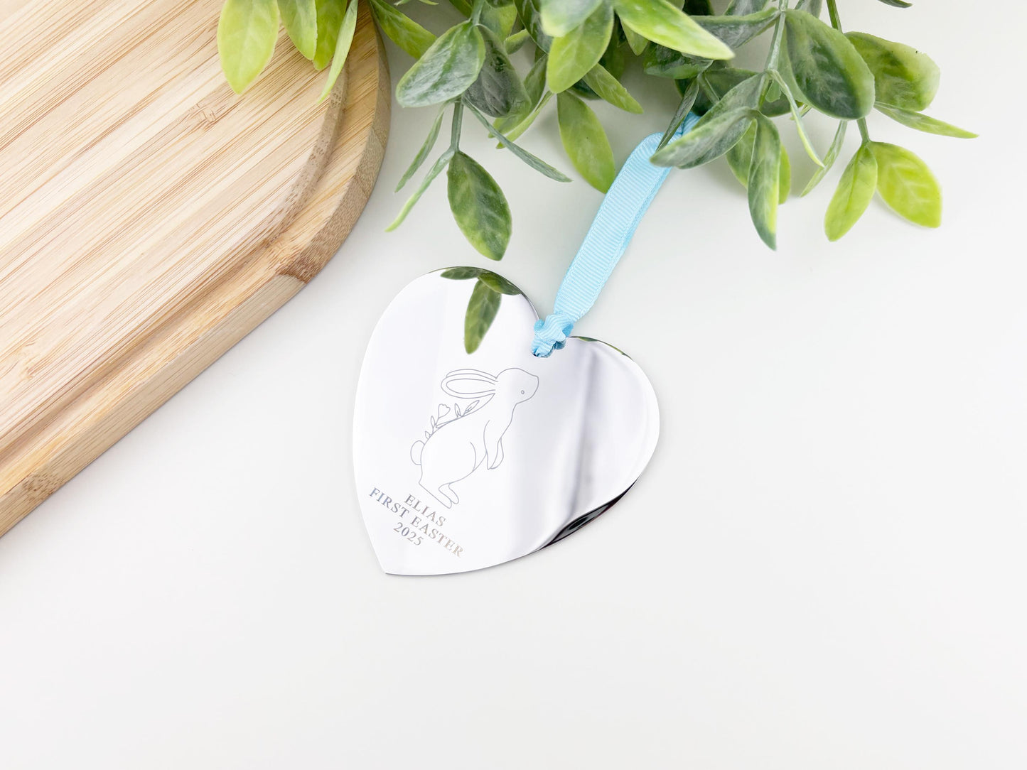 Personalized Easter Basket Tag: Engraved Metal Bunny Name Tag