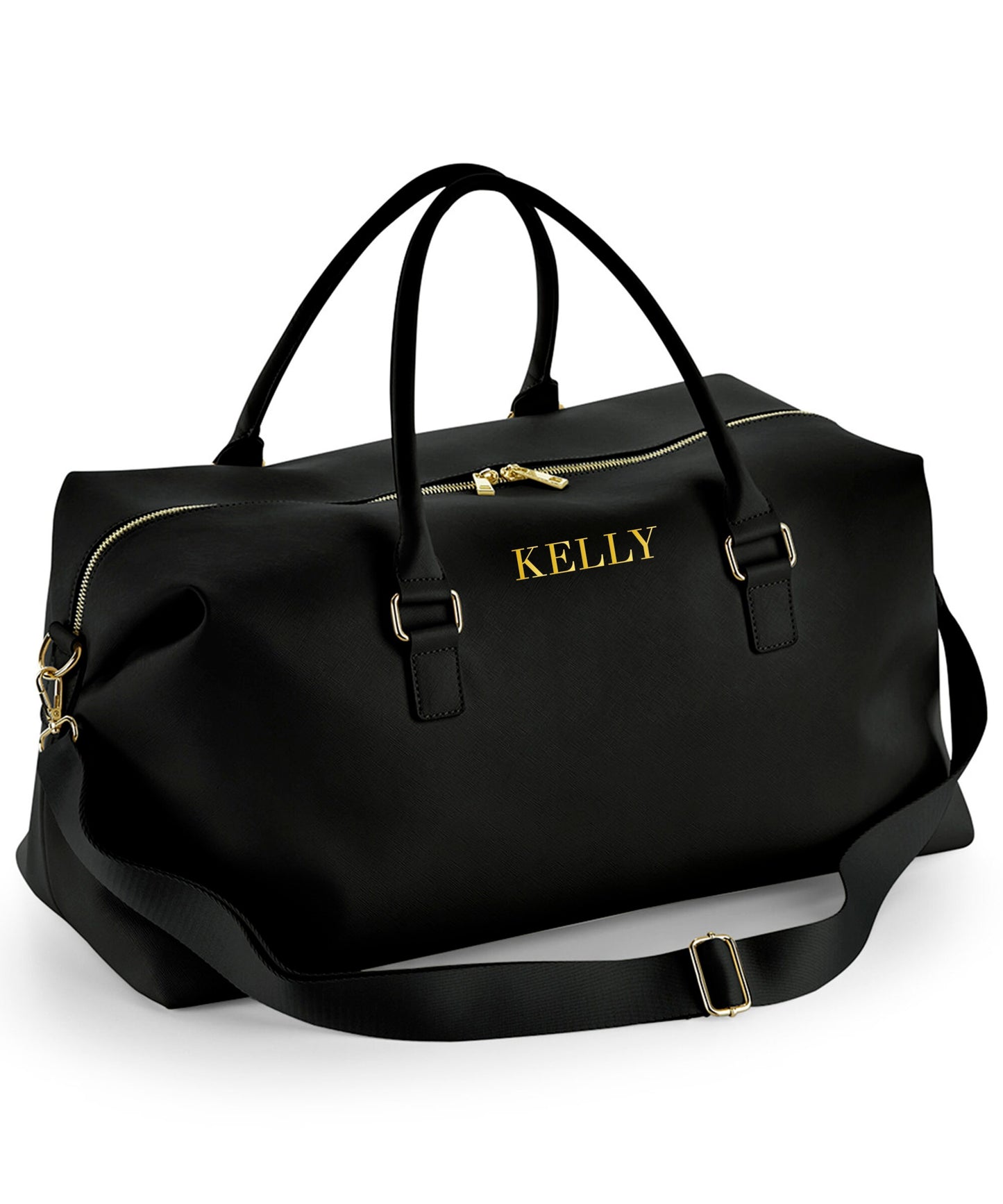 Personalized Leather Look Weekend Bag: Custom Holdall