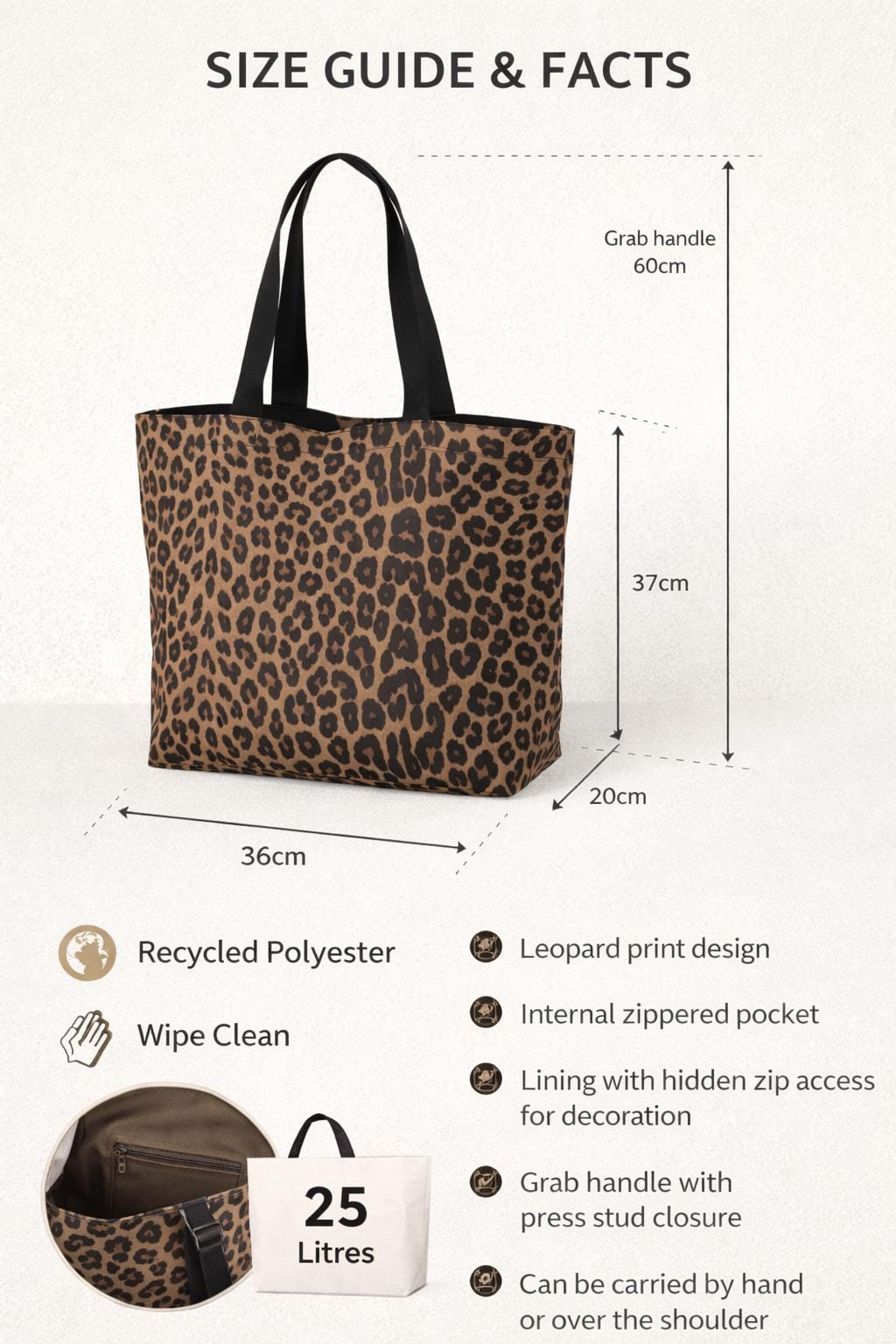 Tote shopper Bag: Personalised, custom, leopard print, glitter Embroidered appliqué initials