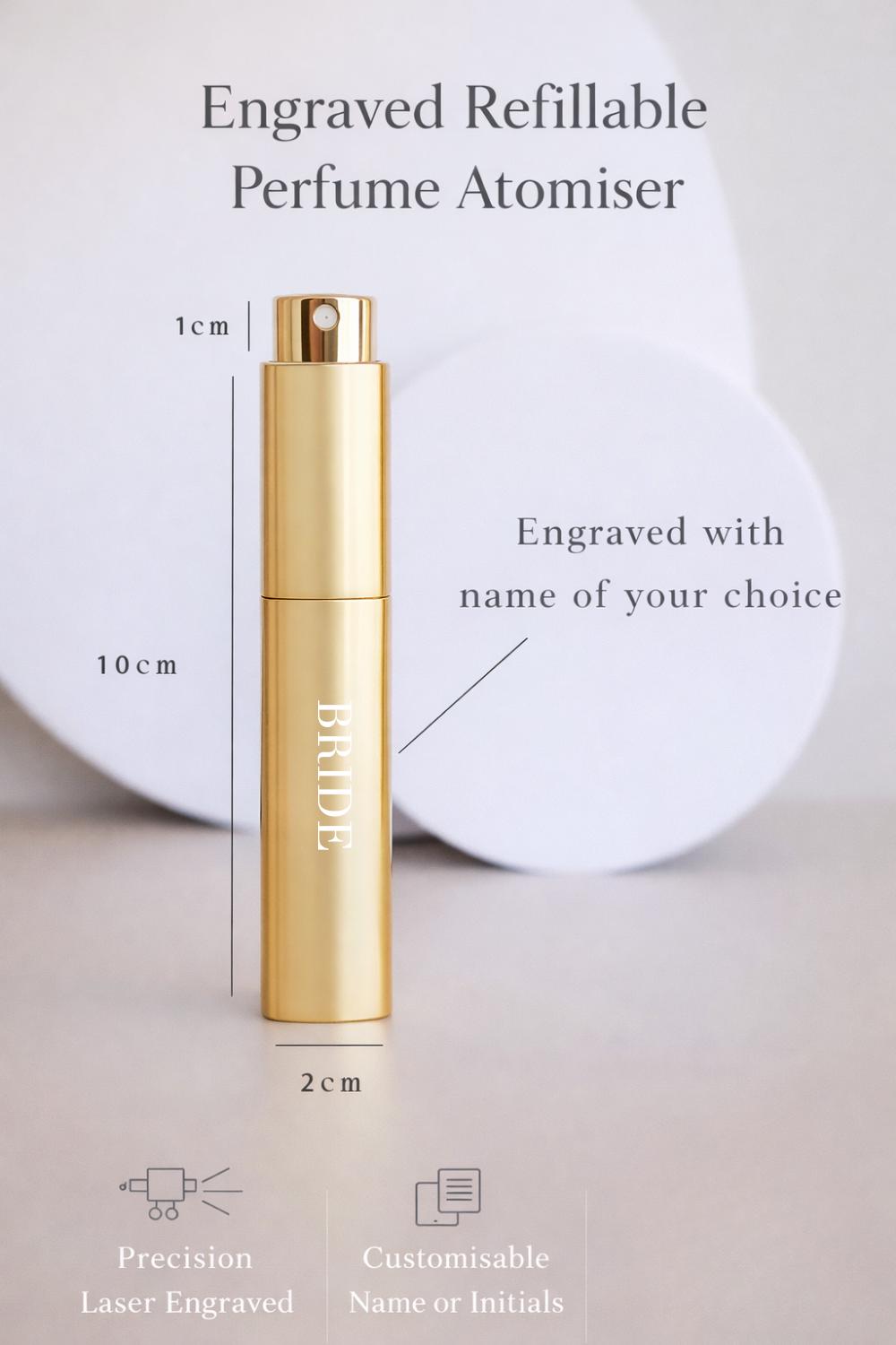 Personalized Perfume Bottle, Bridesmaid Maid of Honour Gift, Custom Engraved Refillable Keepsake