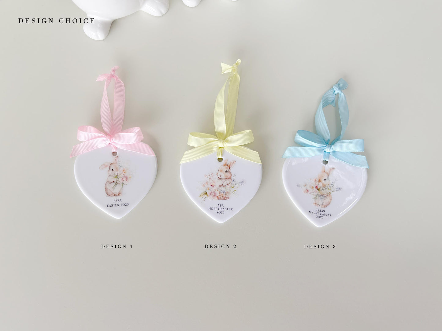 Personalized Ceramic Heart Easter Ornament: First Easter Gift