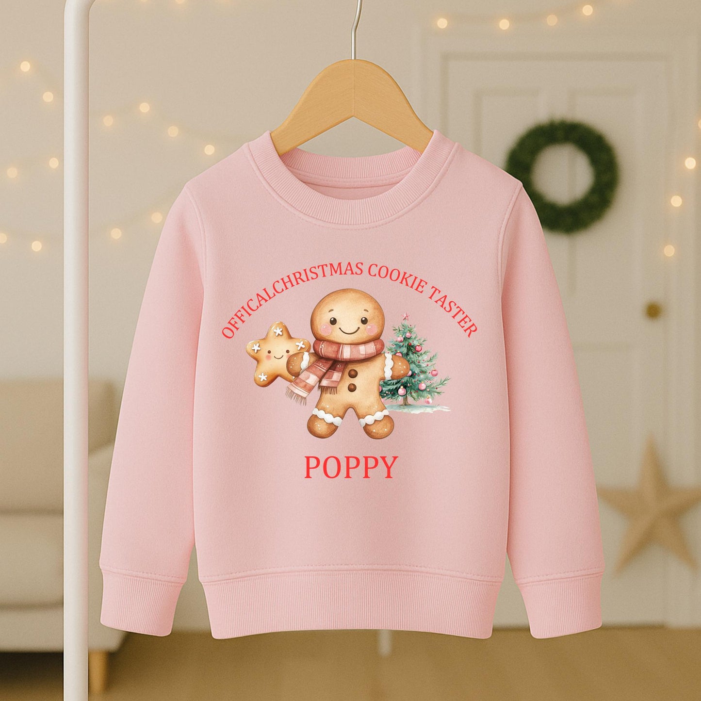 Personalized Christmas Cookie Taster Toddler Sweatshirt, Custom Name Holiday Shirt