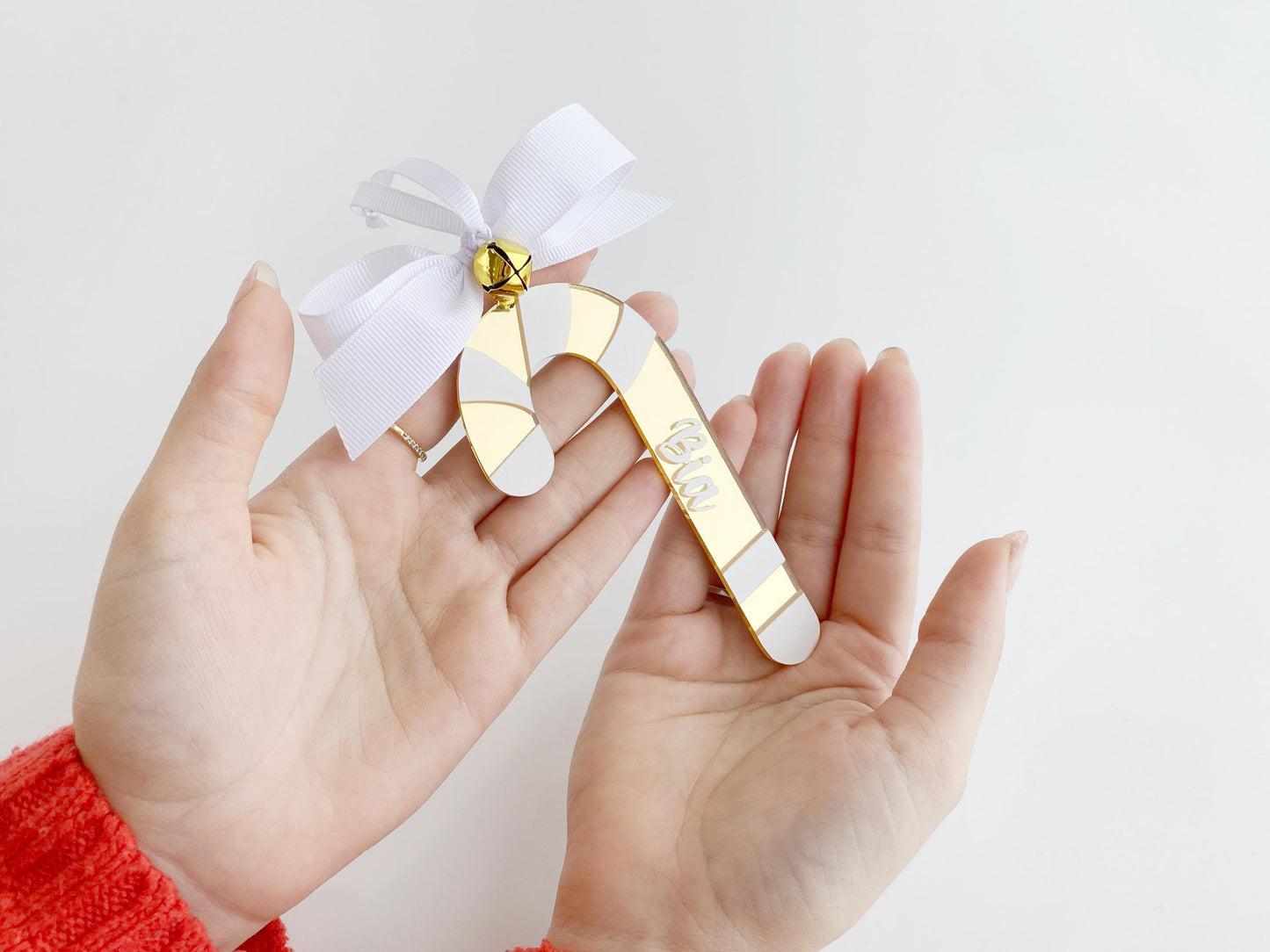 Personalized Candy Cane Christmas Ornament: Striped Acrylic Bauble